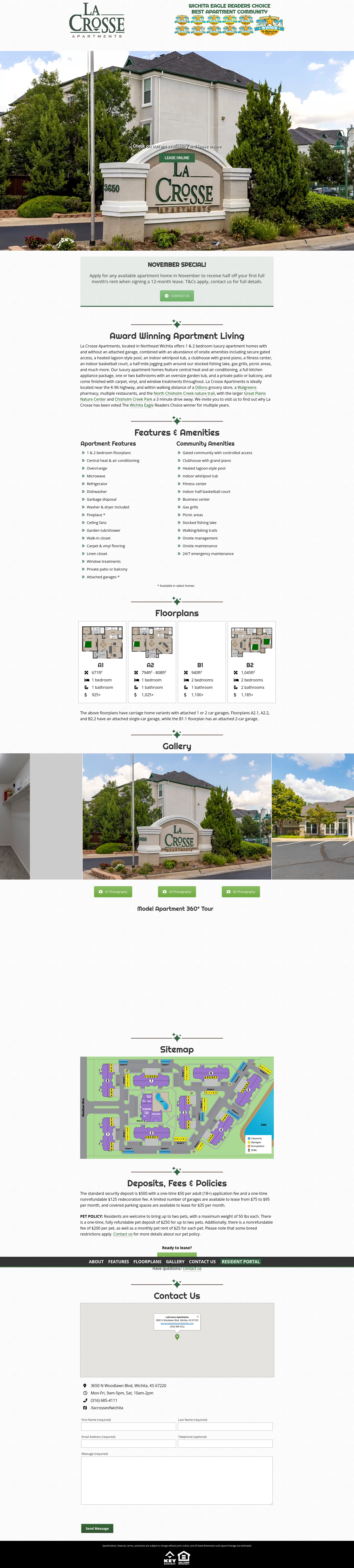 Screenshot of lacrosseapartmentsofwichita.com