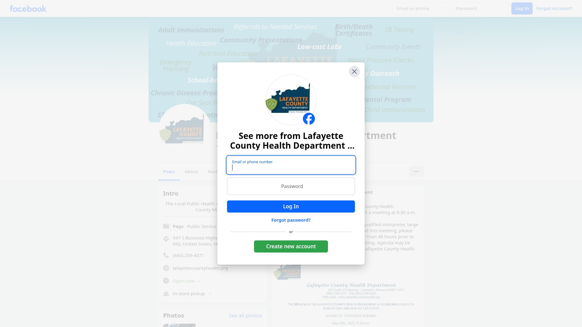 Screenshot of lafayettecountyhealth.org