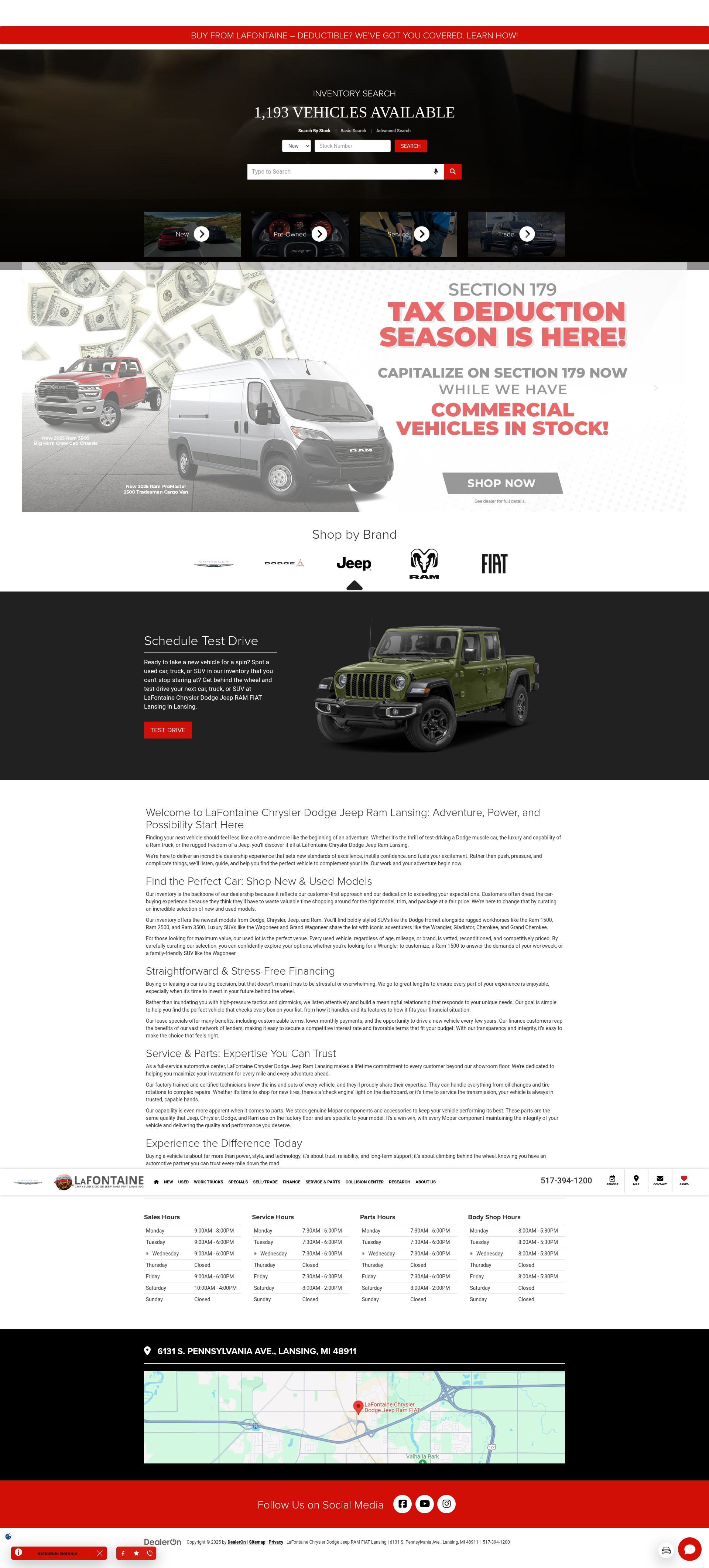 Screenshot of lafontainecdjrlansing.com