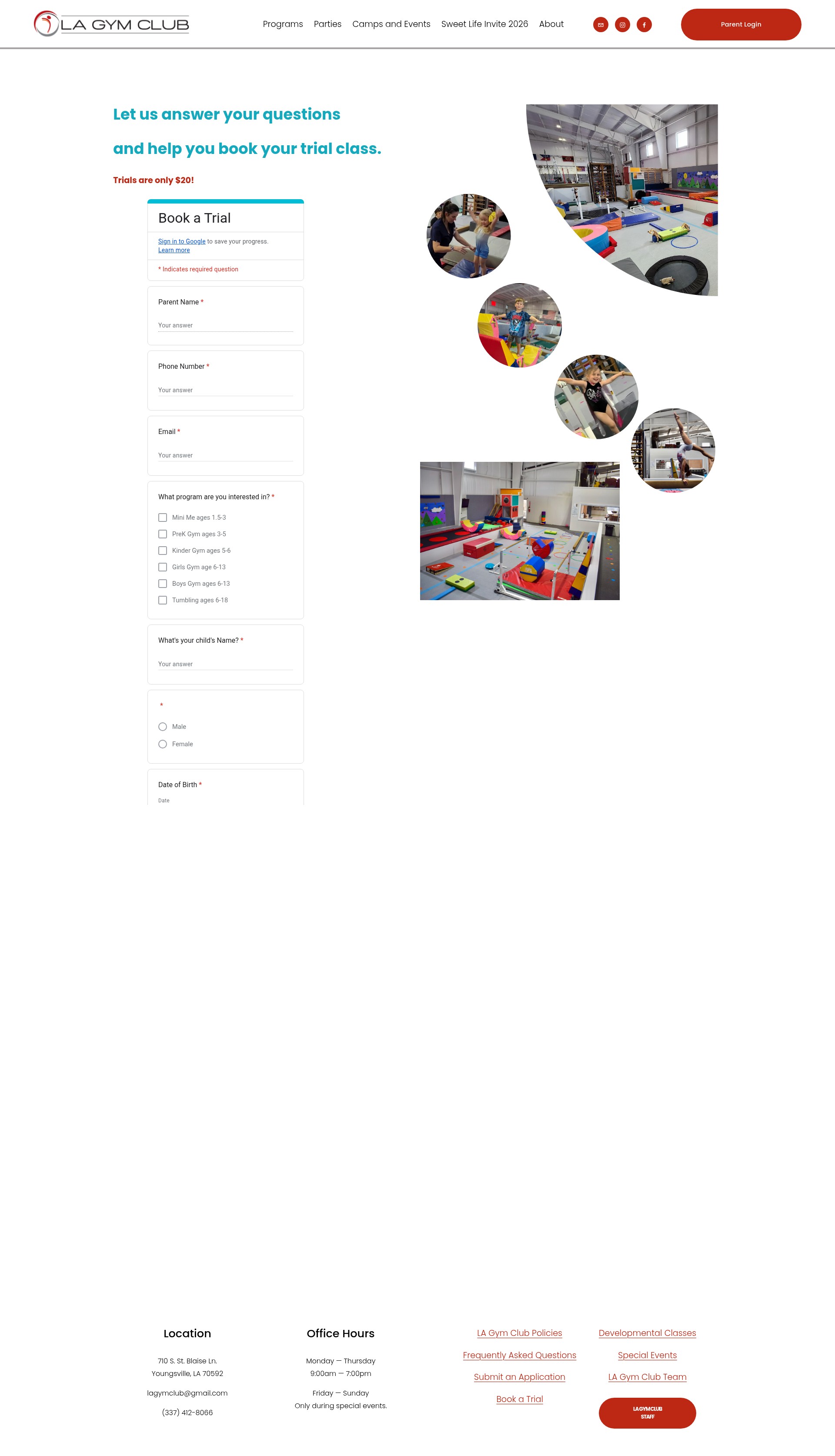 Screenshot of lagymclub.com