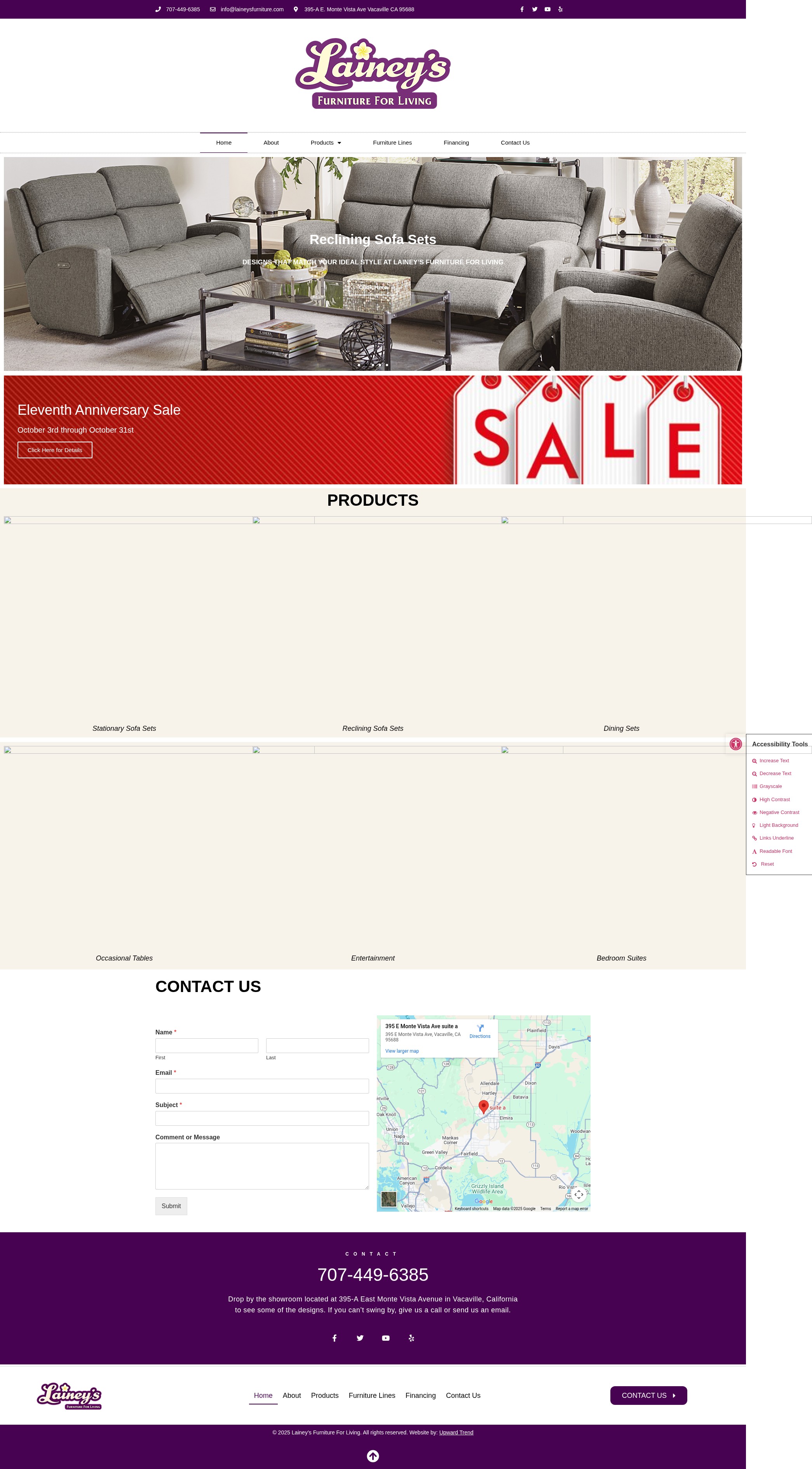 Screenshot of laineysfurnitureforliving.com