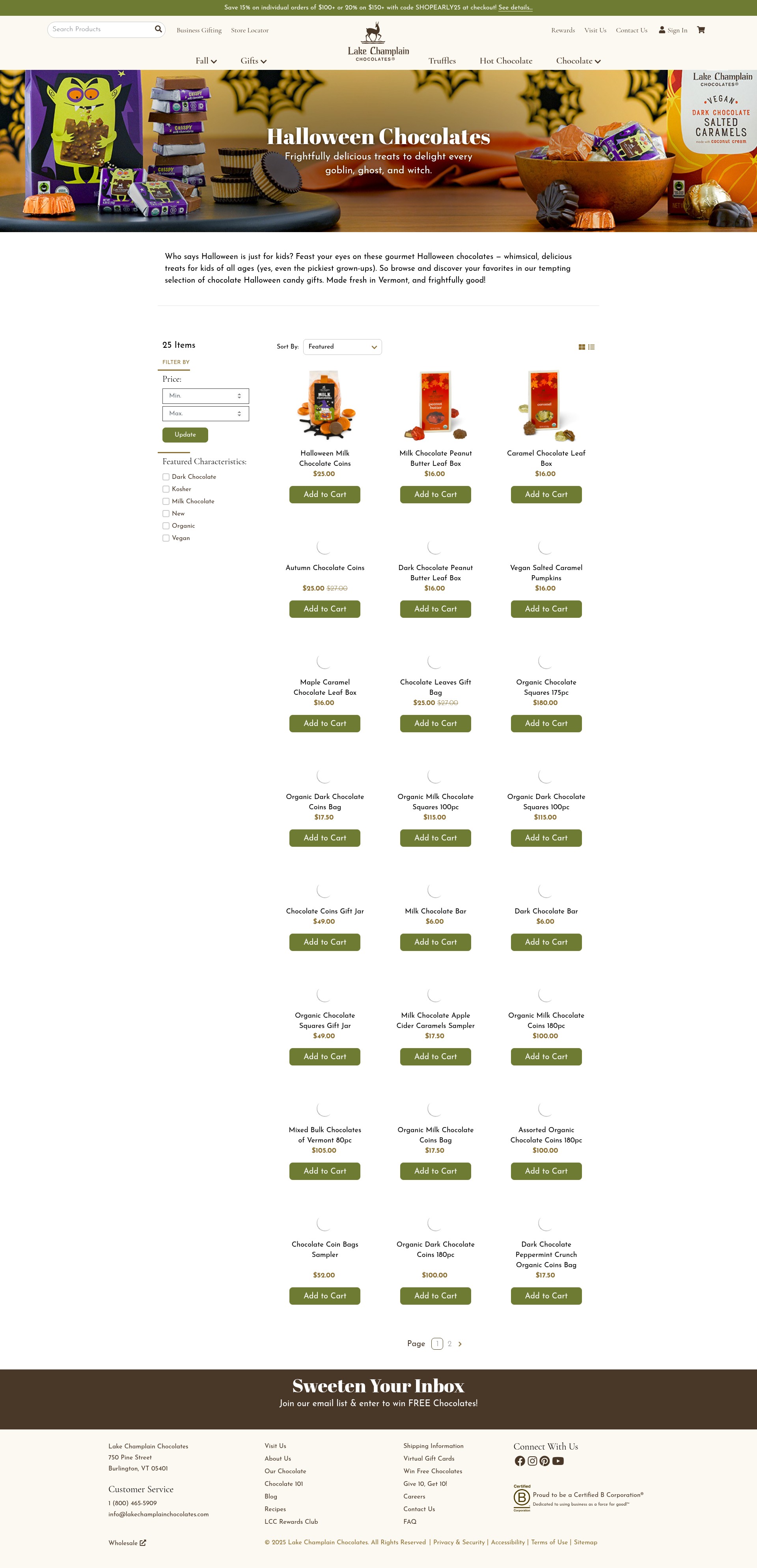 Screenshot of lakechamplainchocolates.com