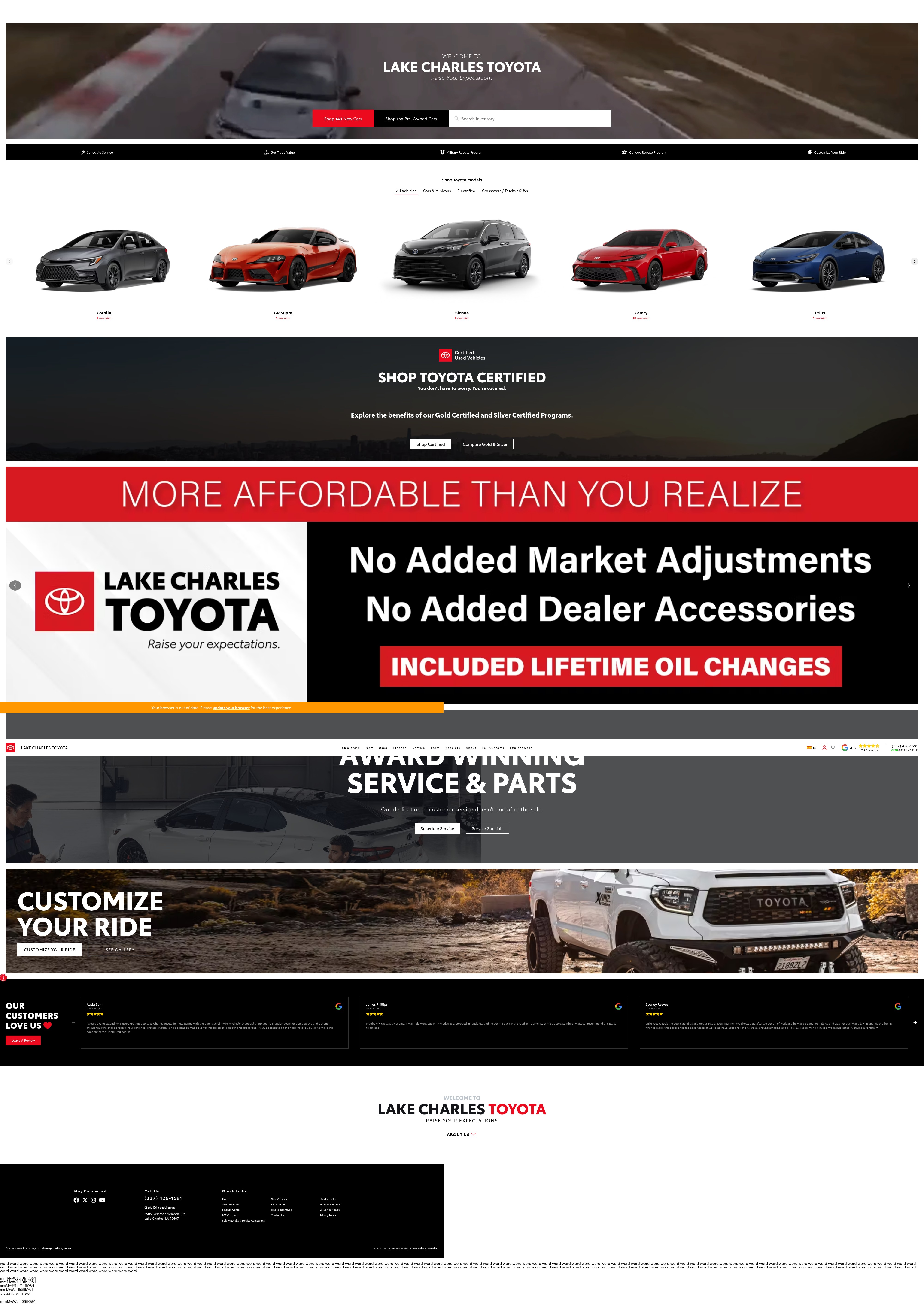 Screenshot of lakecharlestoyota.com