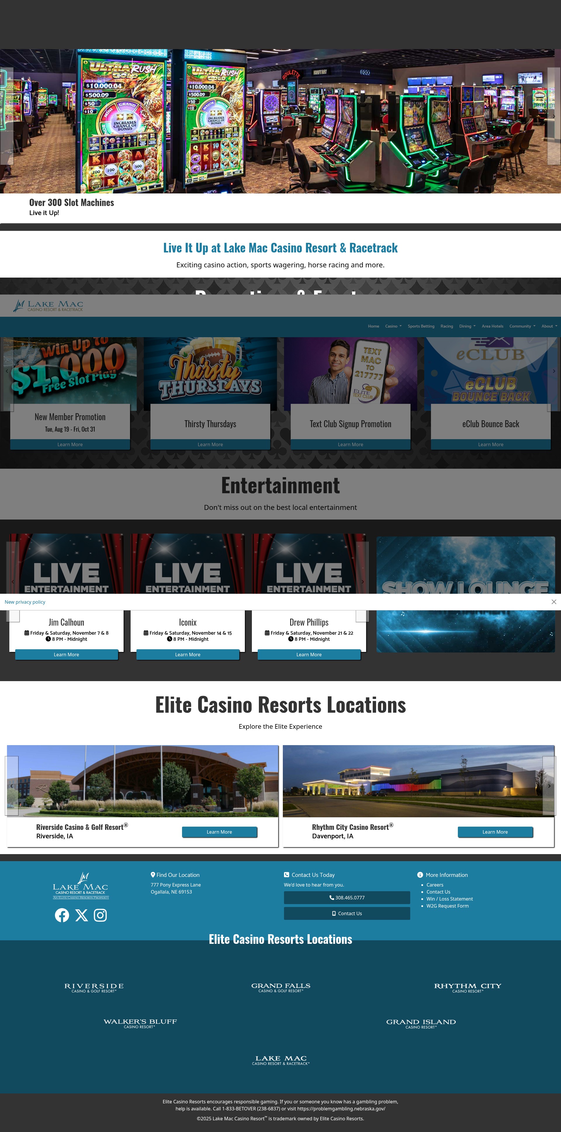 Screenshot of lakemaccasinoresort.com