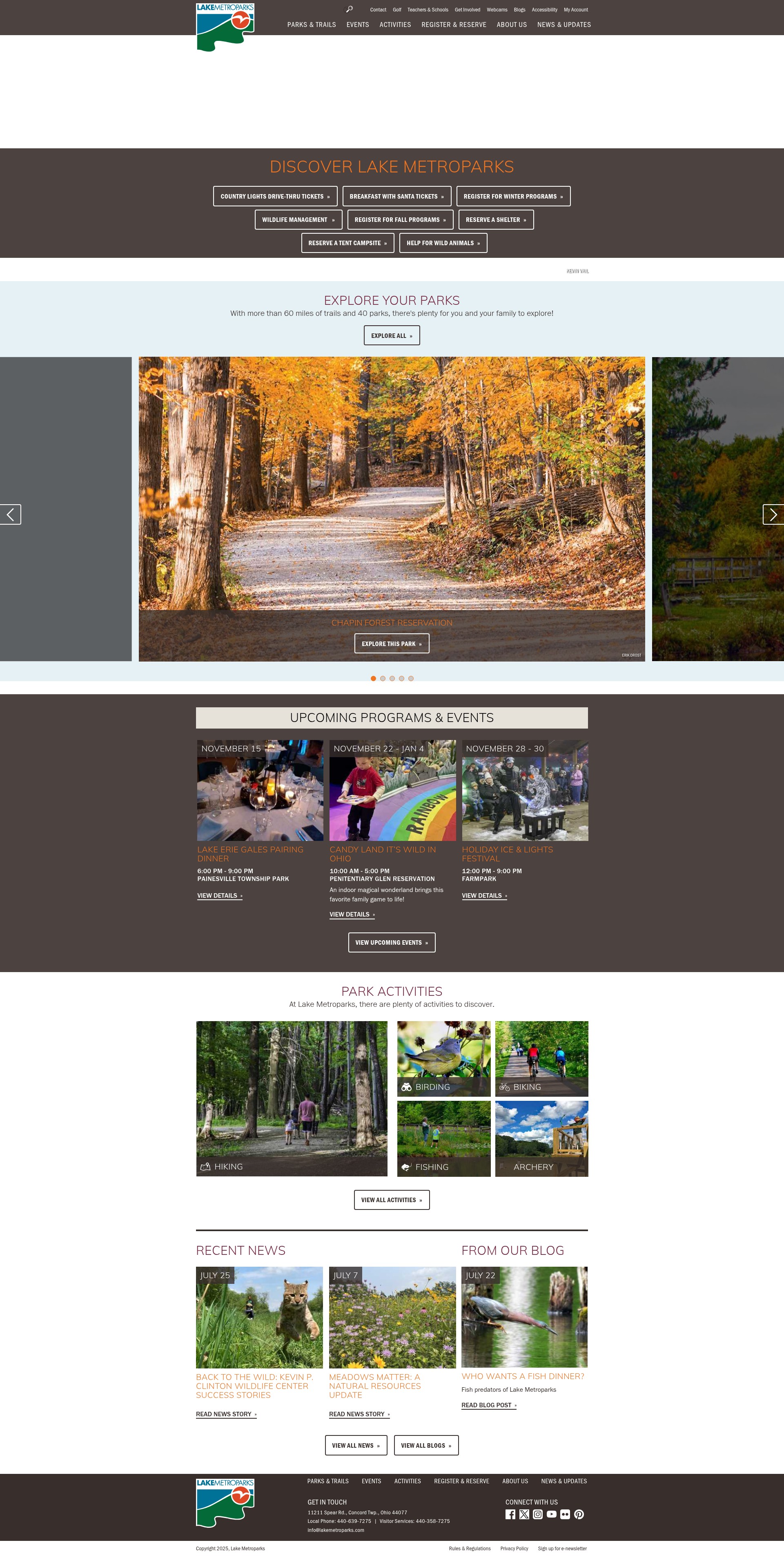 Screenshot of lakemetroparks.com