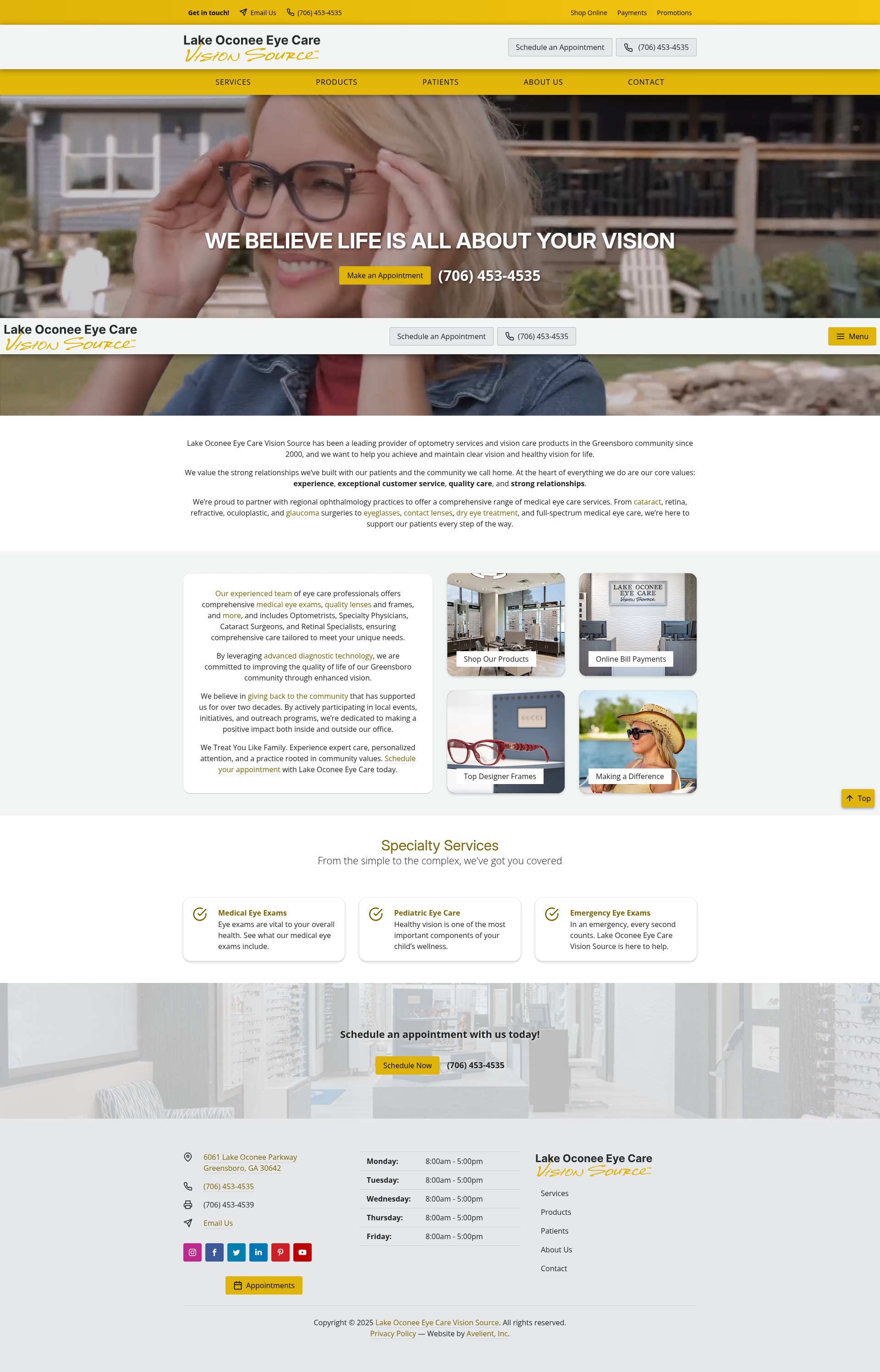 Screenshot of lakeoconeeeyecare.com
