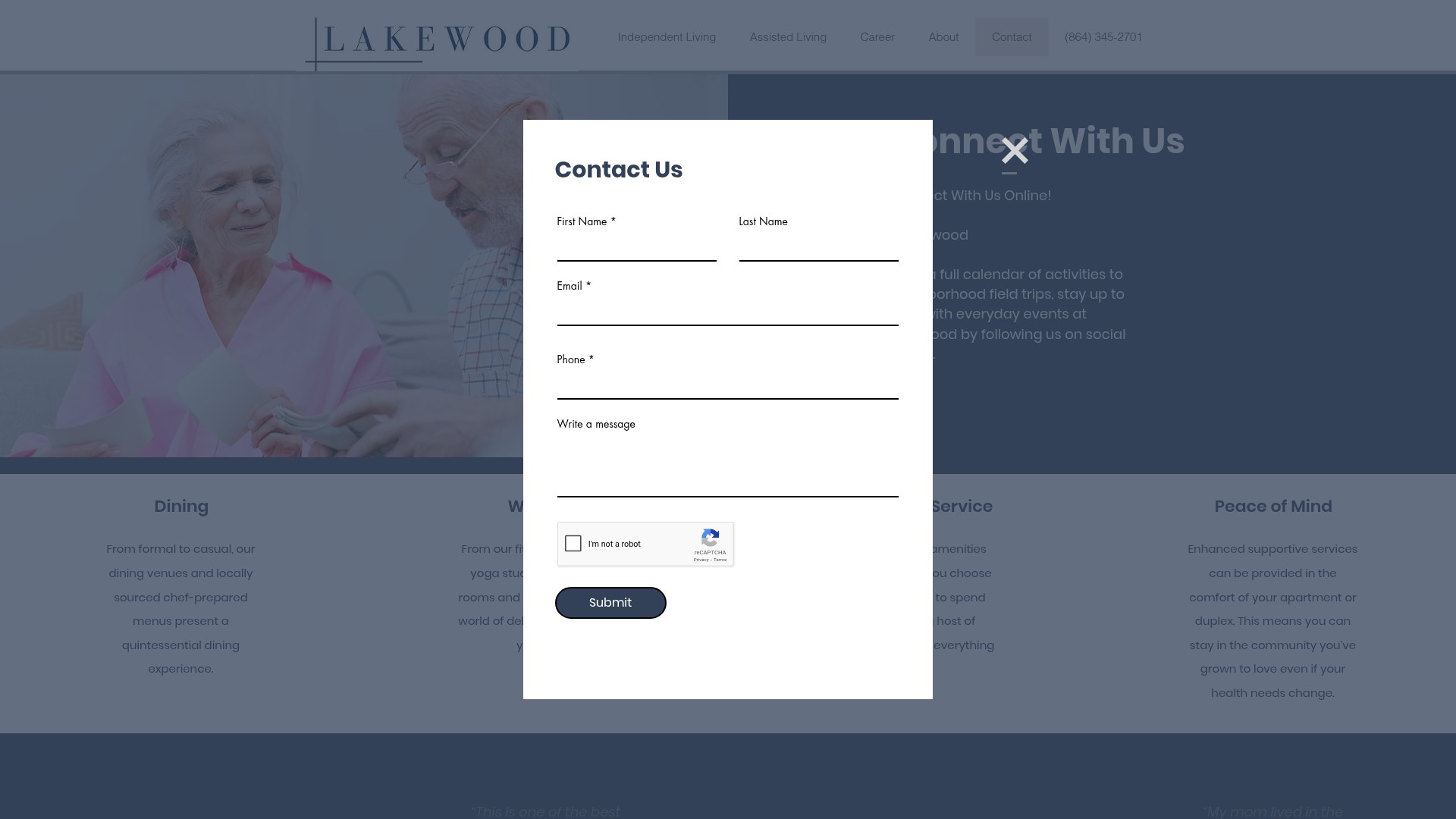 Screenshot of lakewoodseniorlivingsc.com