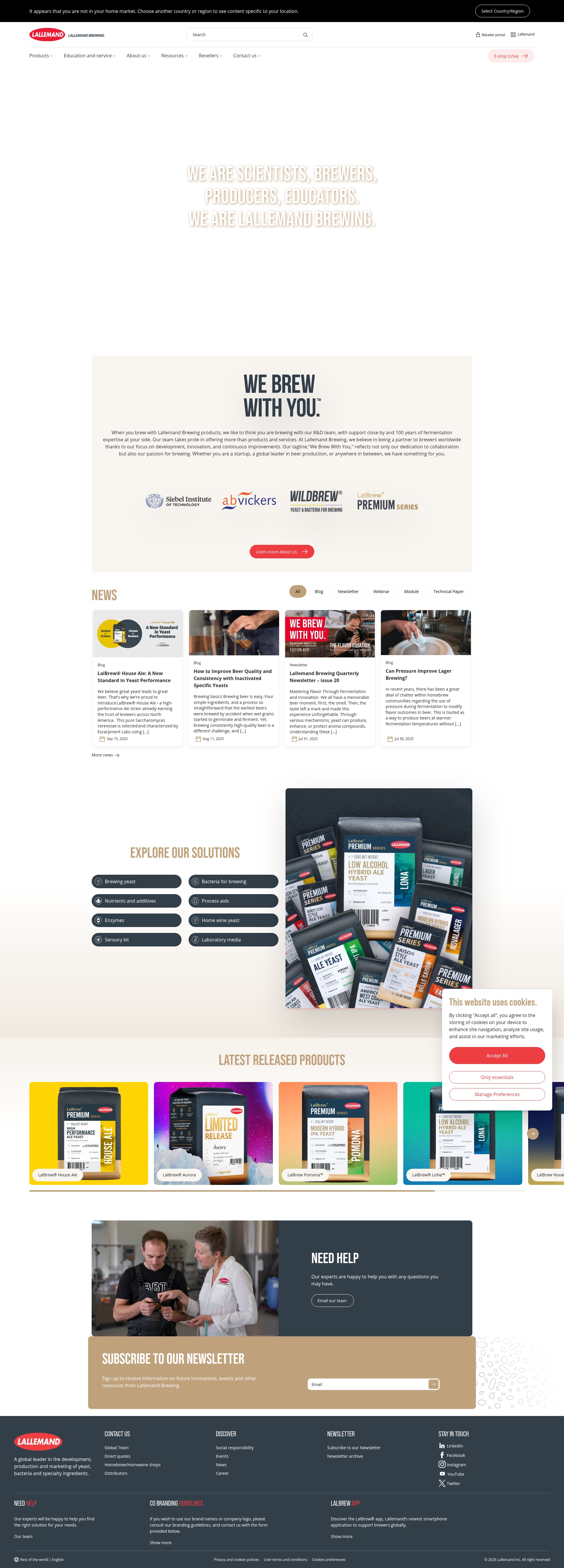 Screenshot of lallemandbrewing.com