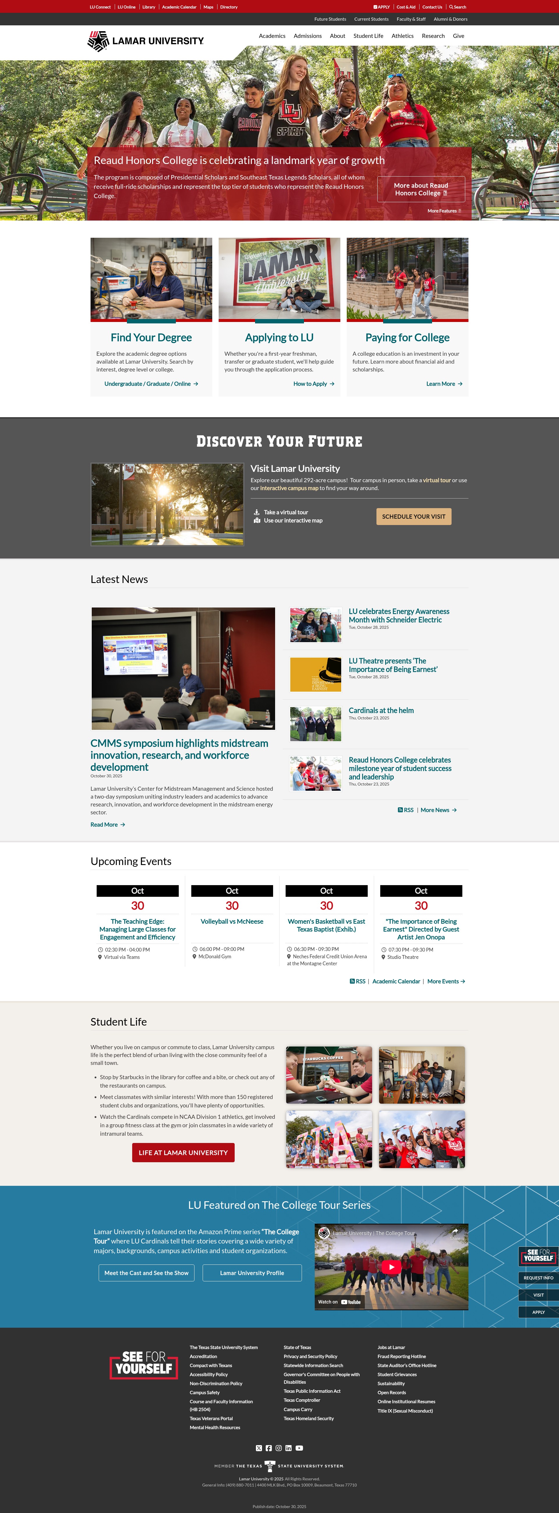 Screenshot of lamar.edu