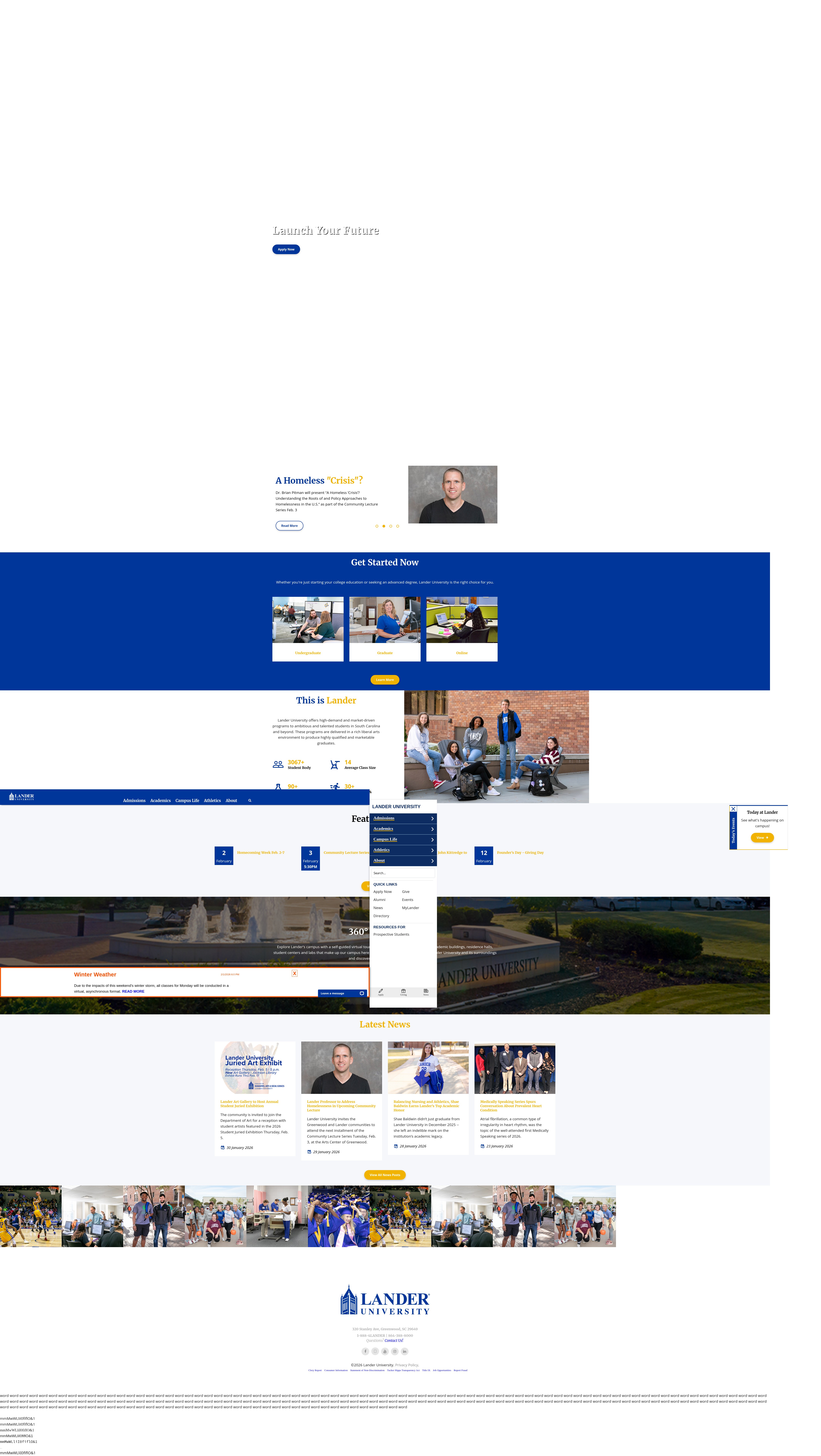 Screenshot of lander.edu