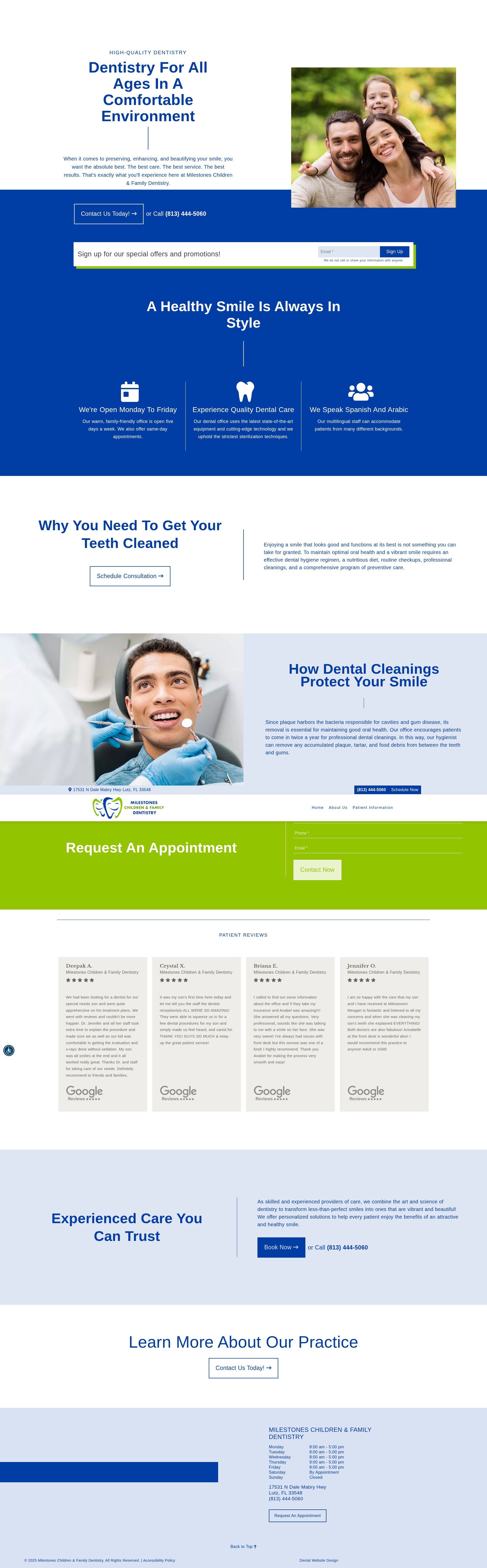 Screenshot of landing.milestonesdentistry.com