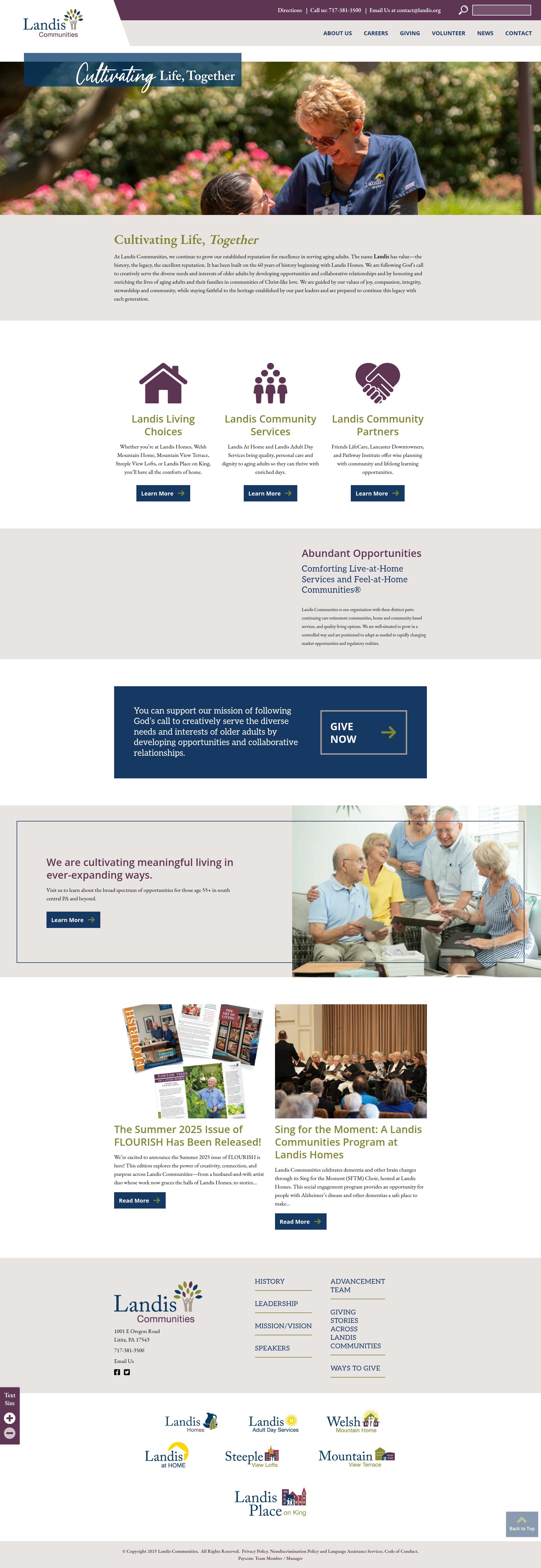 Screenshot of landiscommunities.org