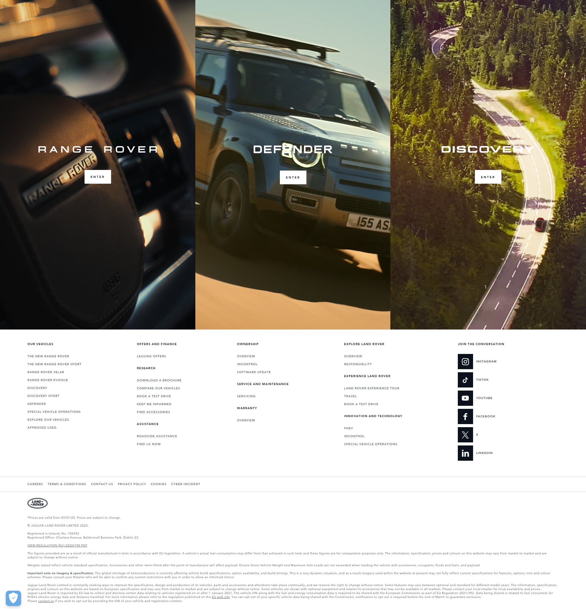 Screenshot of landrover.ie