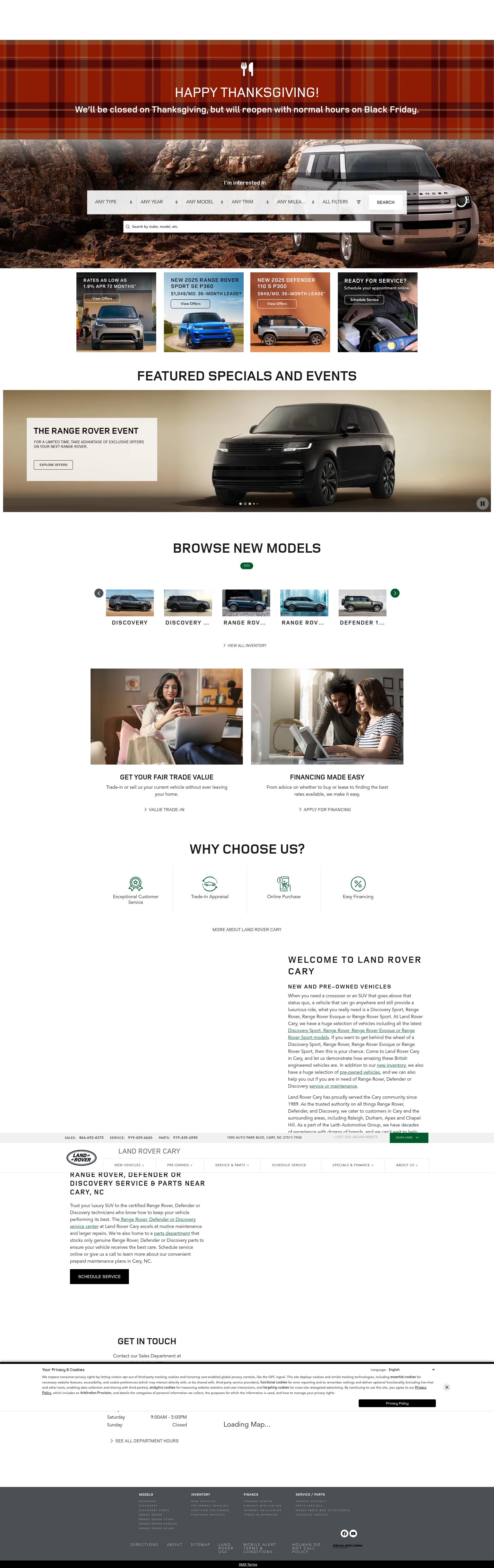 Screenshot of landrovercary.com