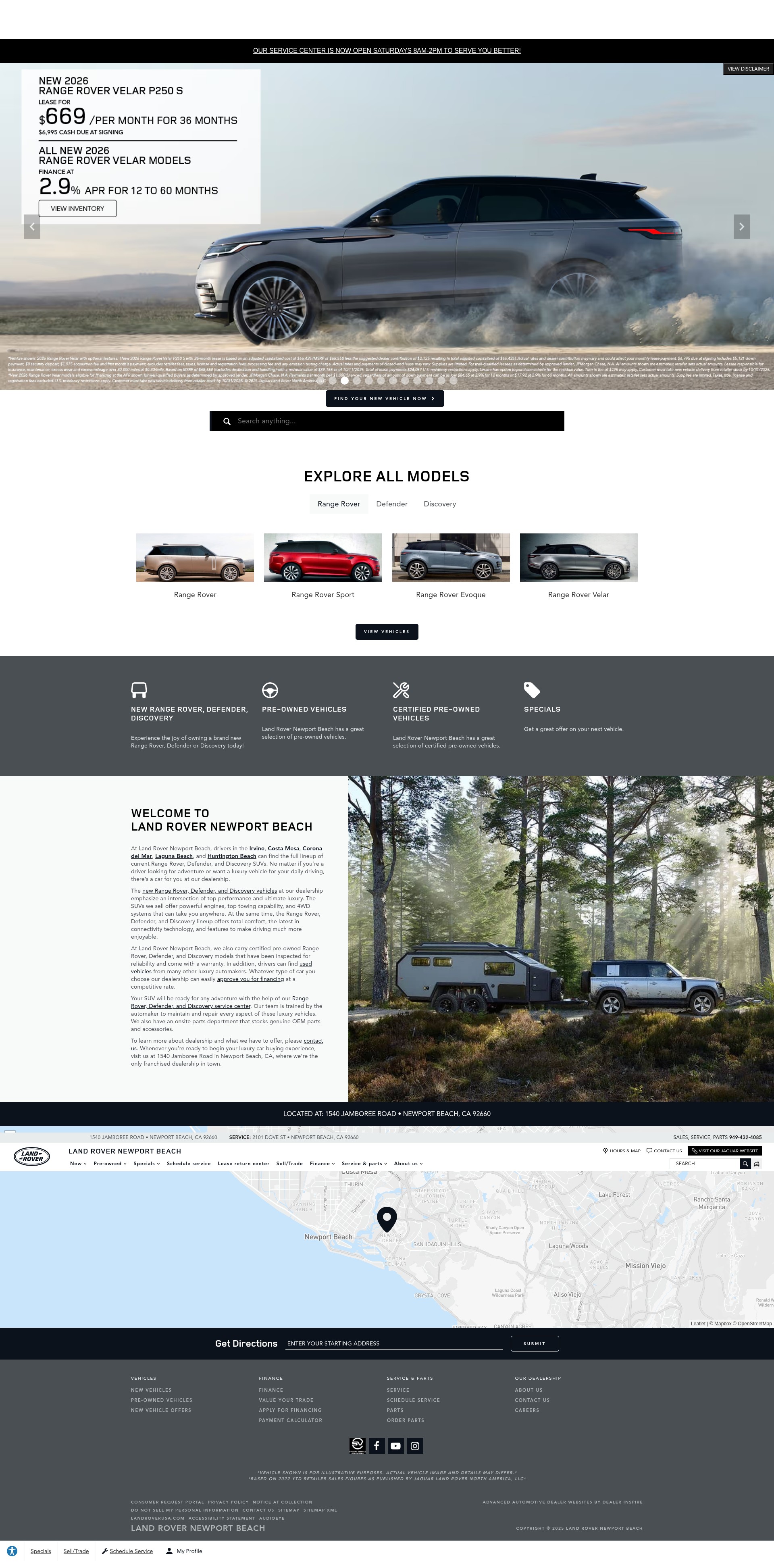 Screenshot of landrovernewportbeach.com