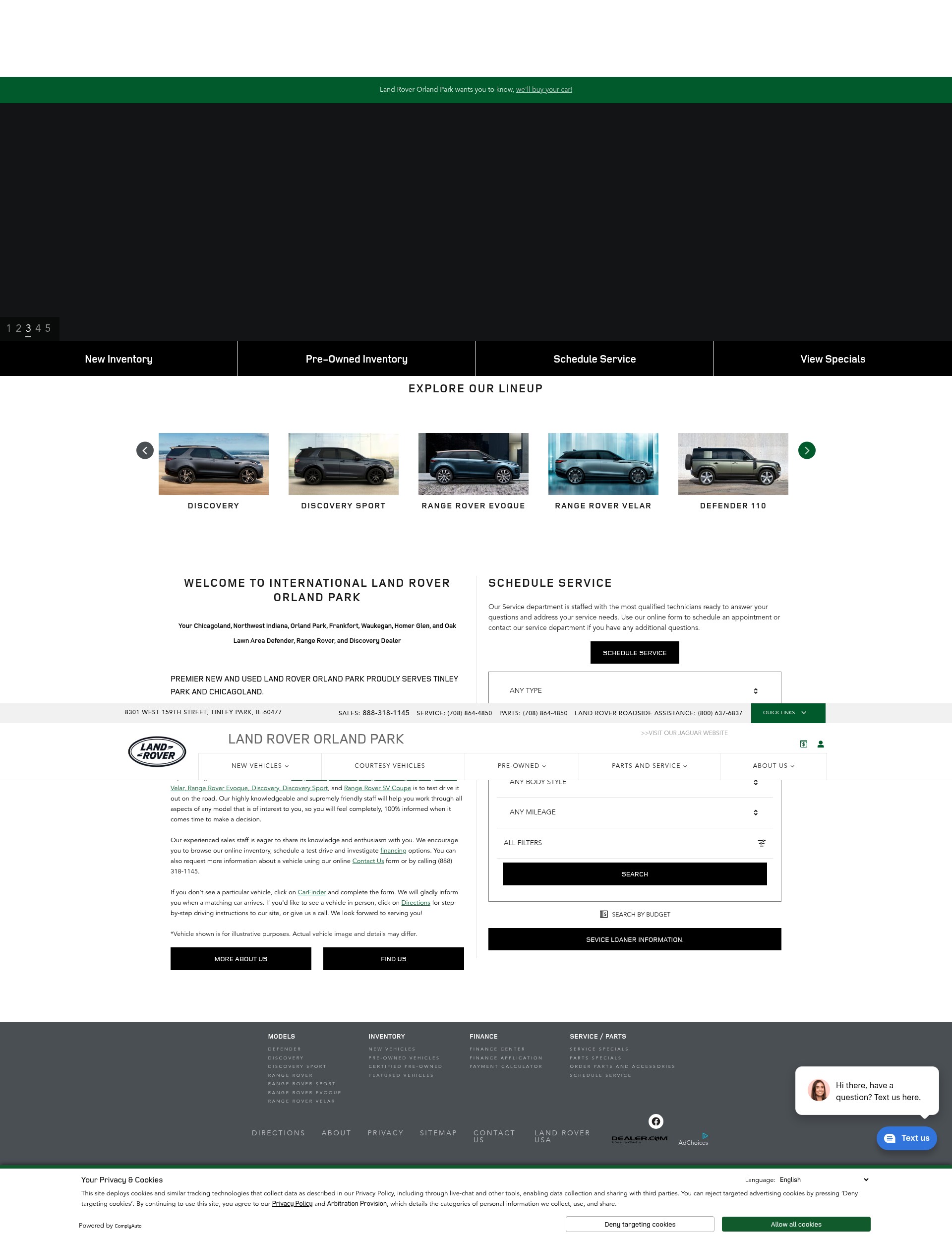 Screenshot of landroverorlandpark.com