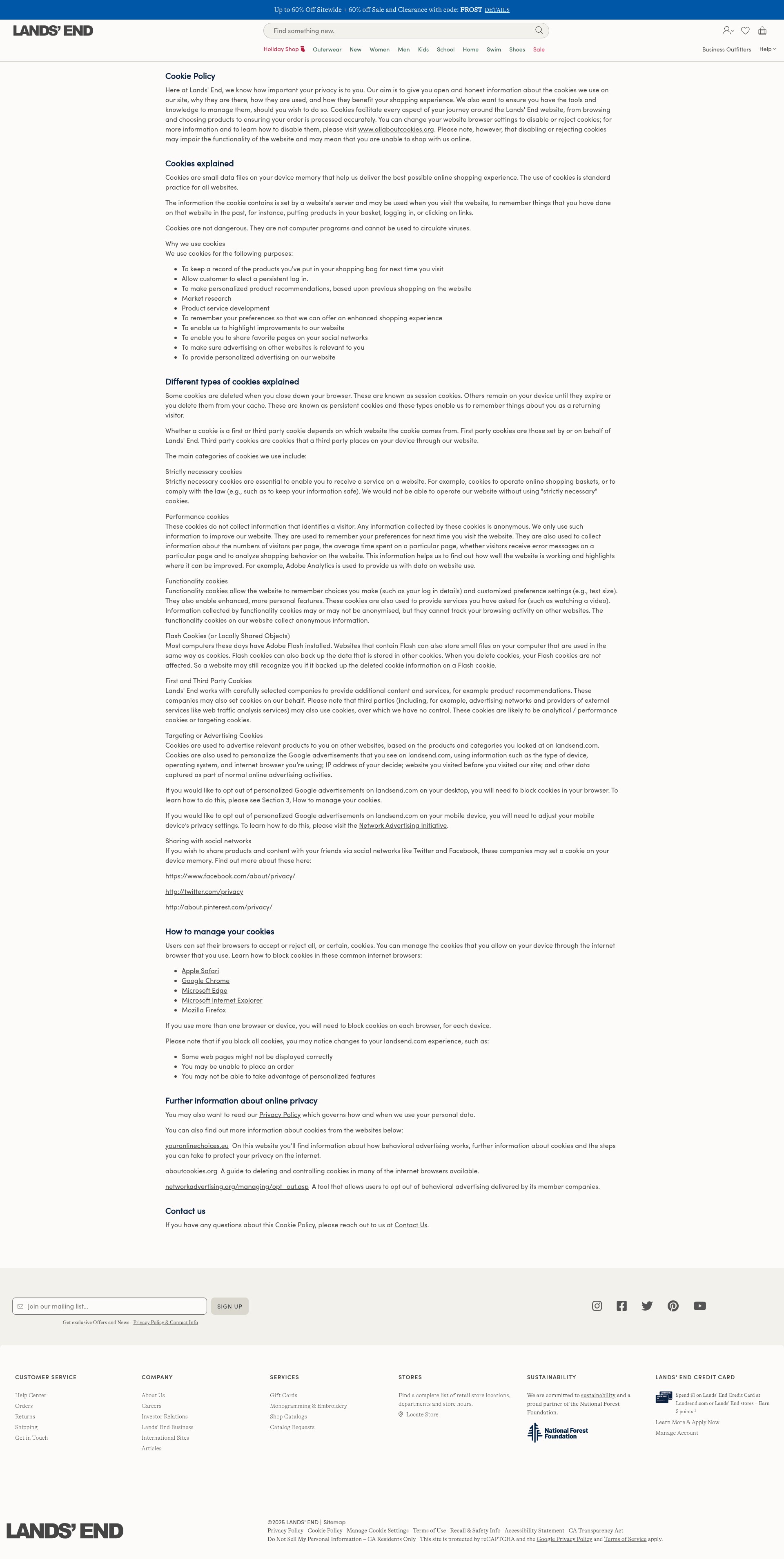 Screenshot of landsend.com