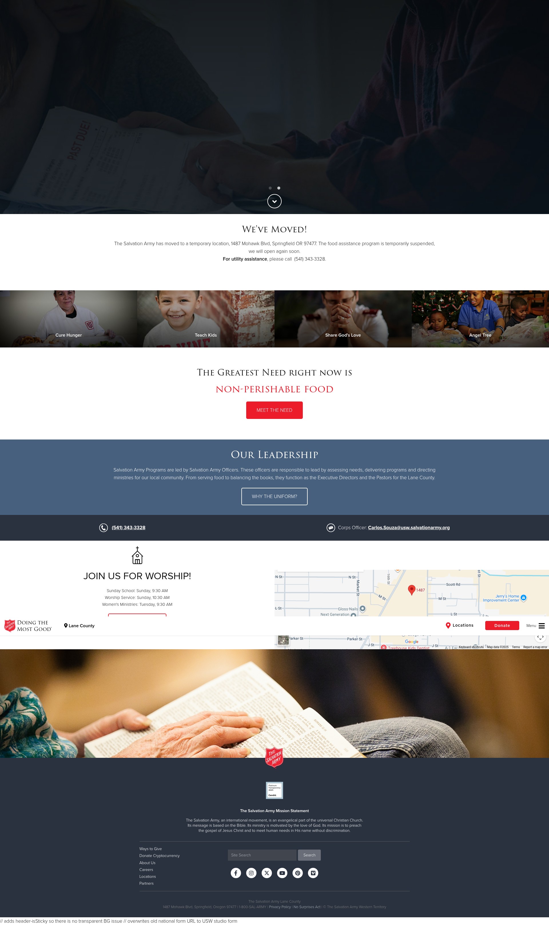 Screenshot of lanecounty.salvationarmy.org