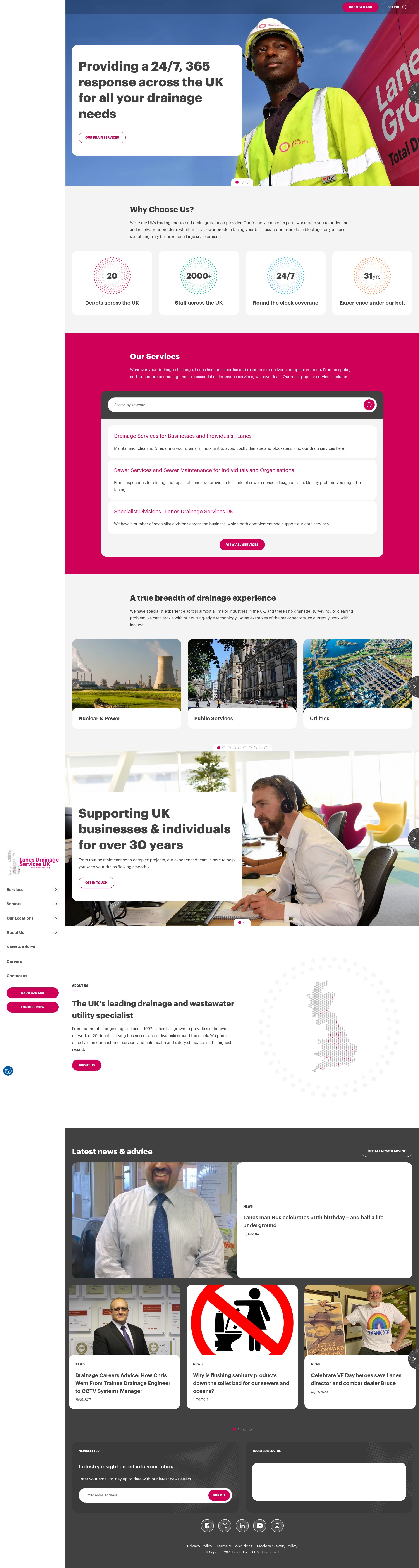 Screenshot of lanesfordrains.co.uk