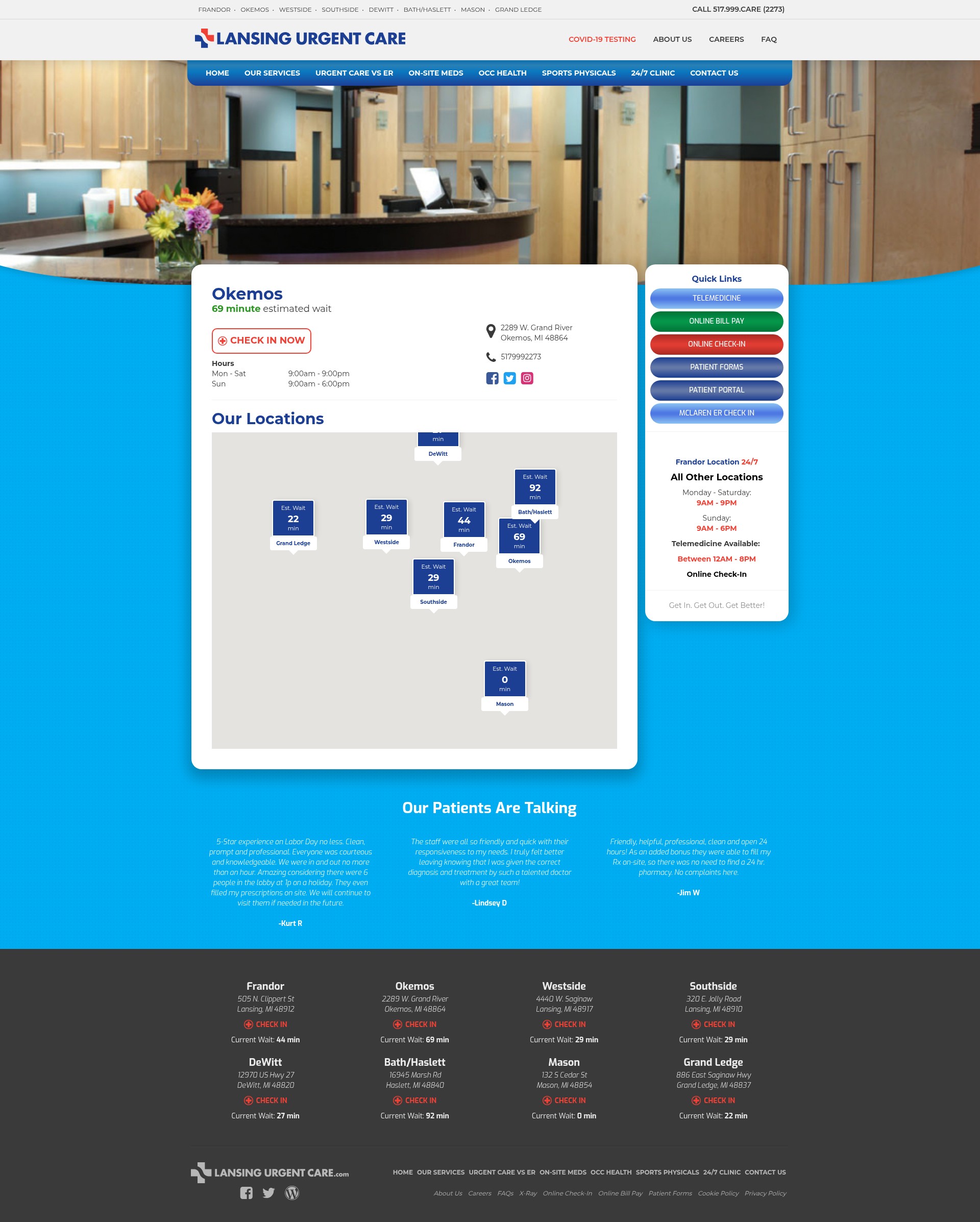 Screenshot of lansingurgentcare.com