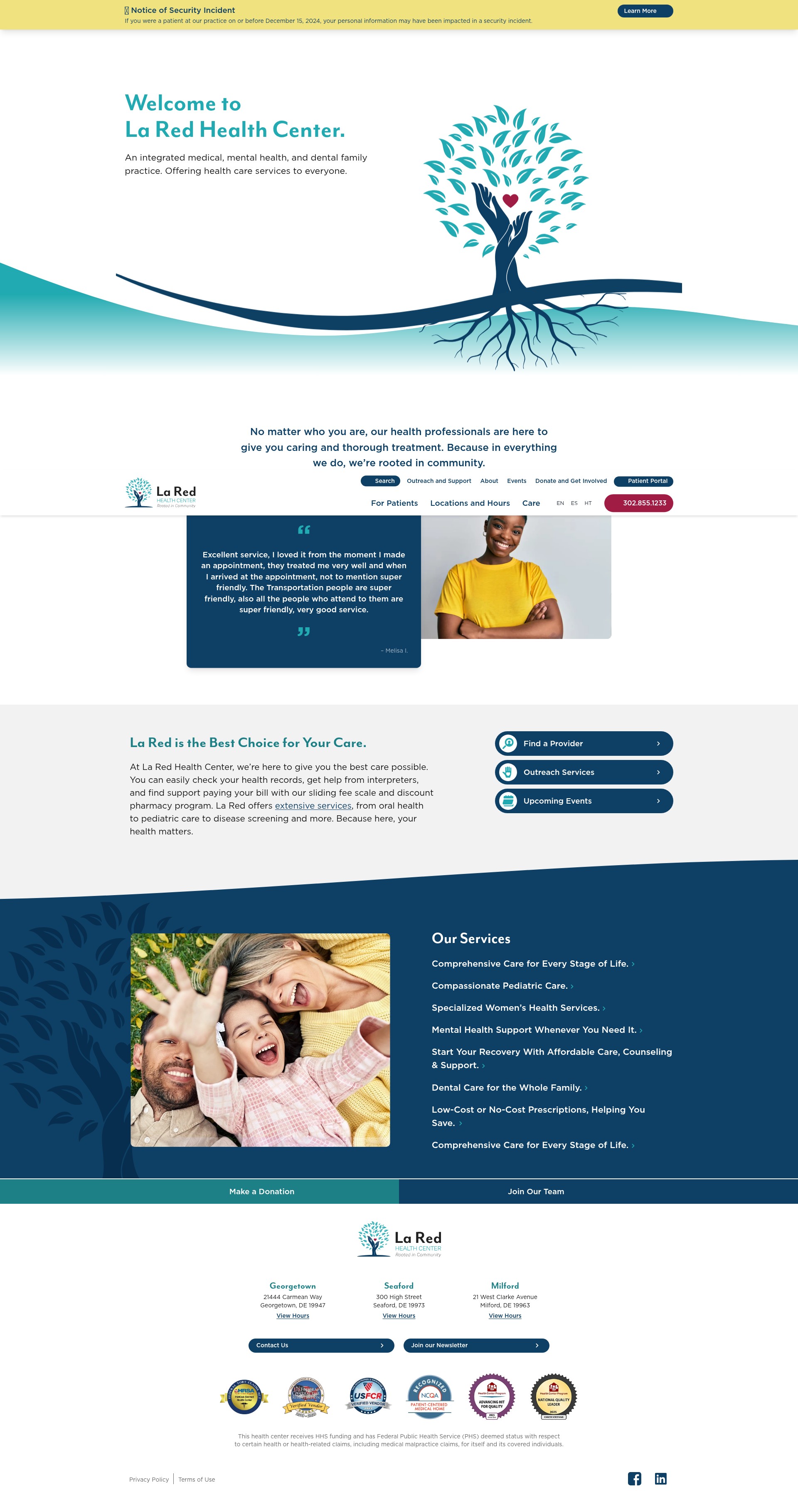 Screenshot of laredhealthcenter.org