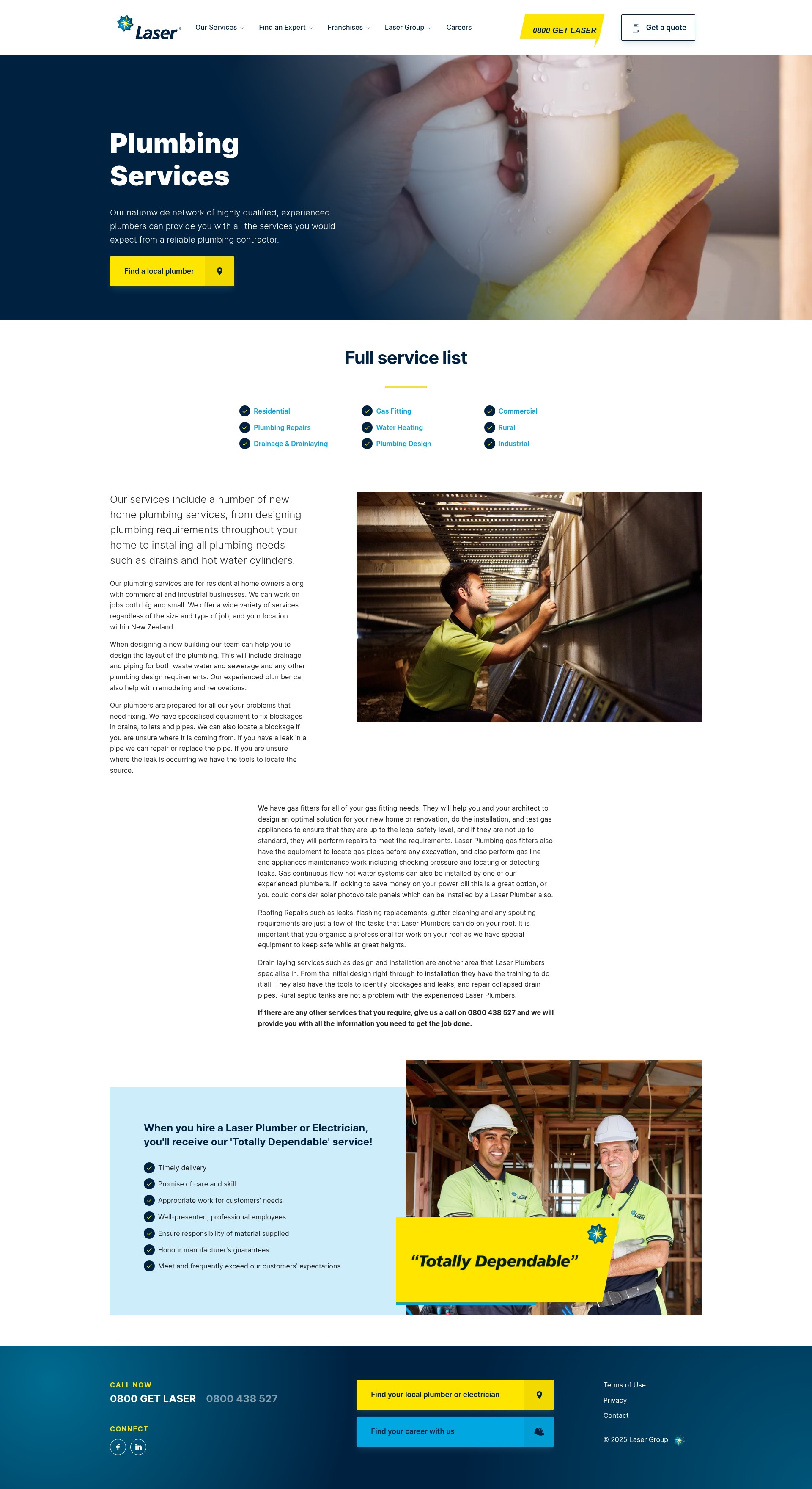 Screenshot of laserplumbing.co.nz