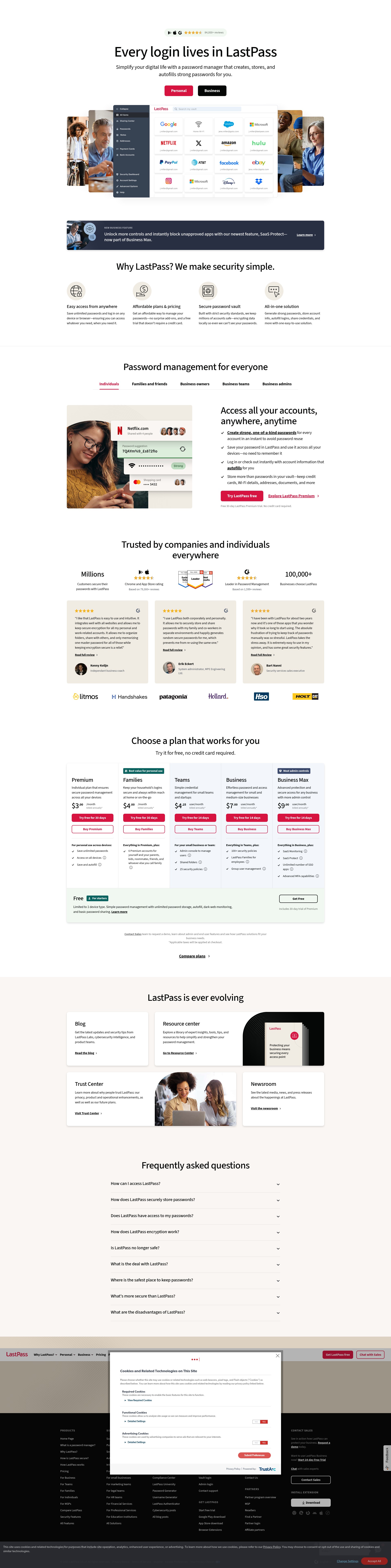 Screenshot of lastpass.com