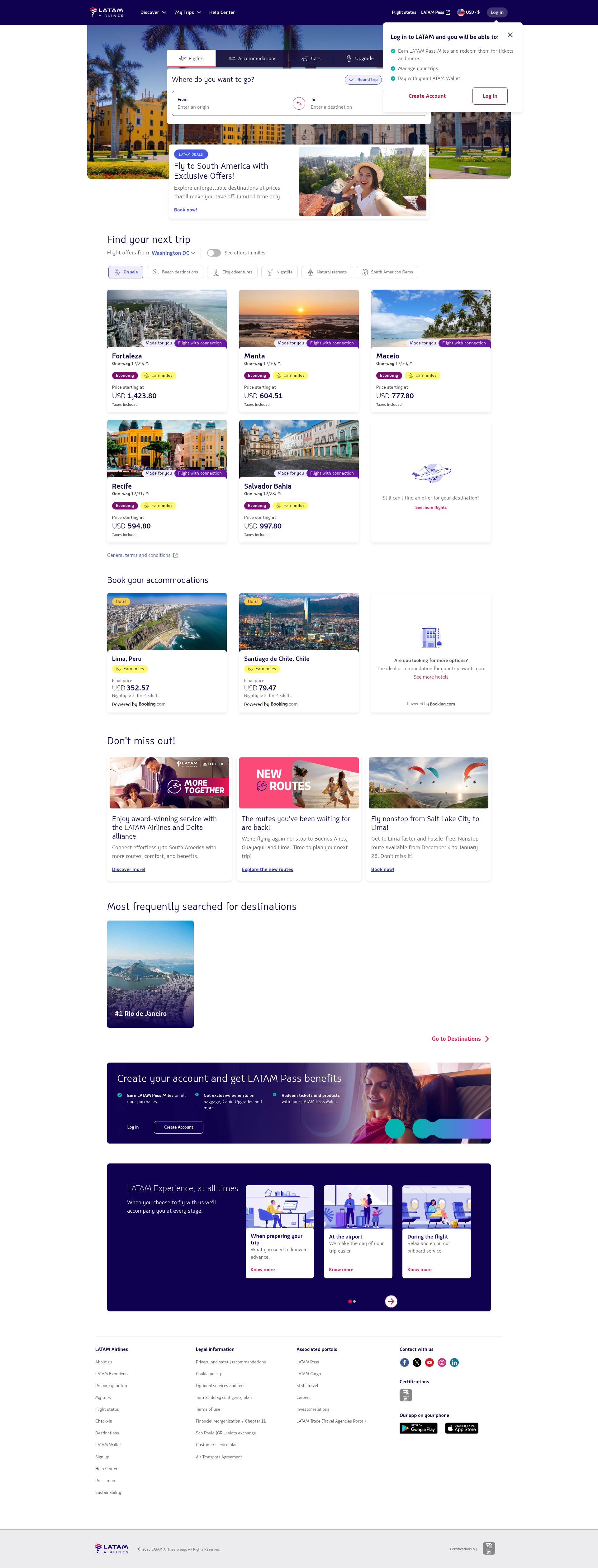 Screenshot of latamairlines.com