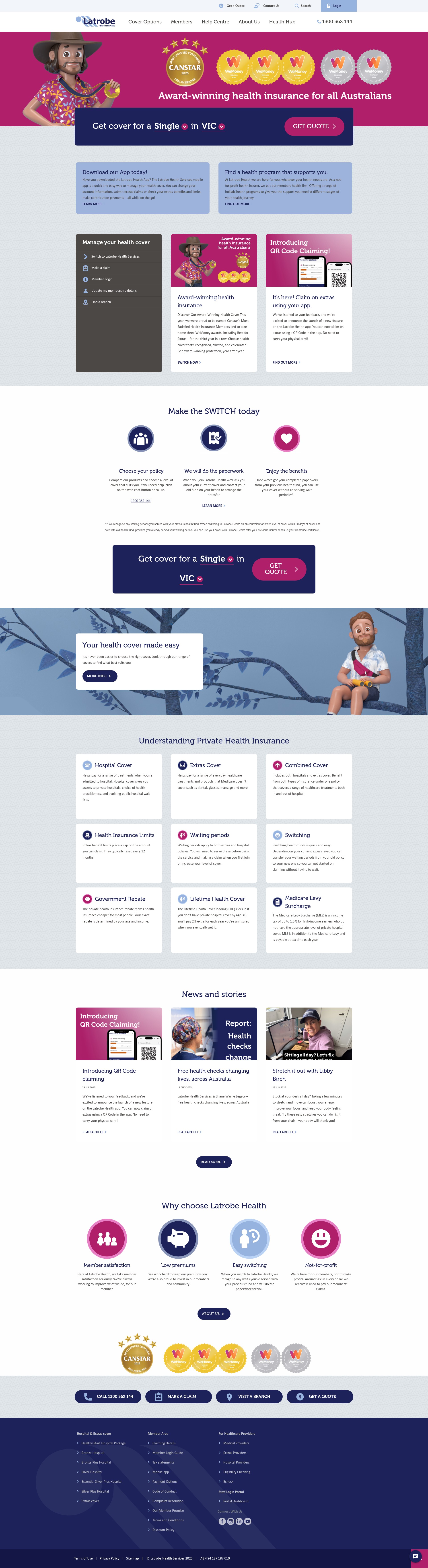 Screenshot of latrobehealth.com.au