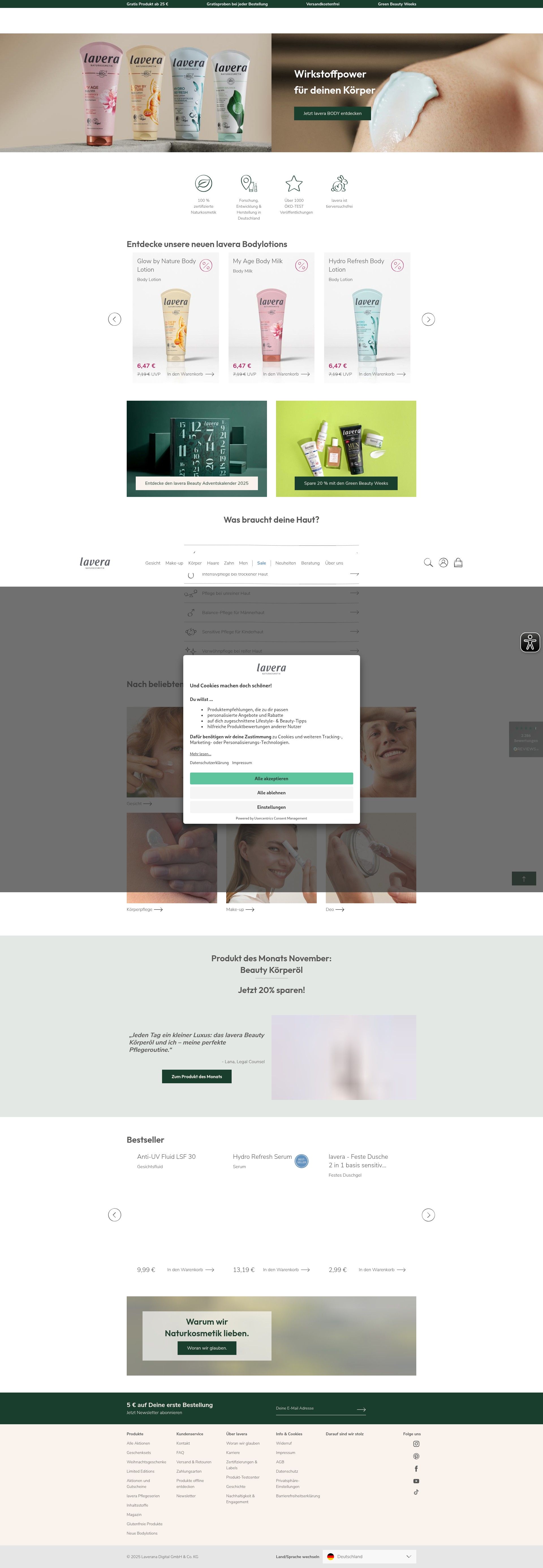 Screenshot of lavera.de