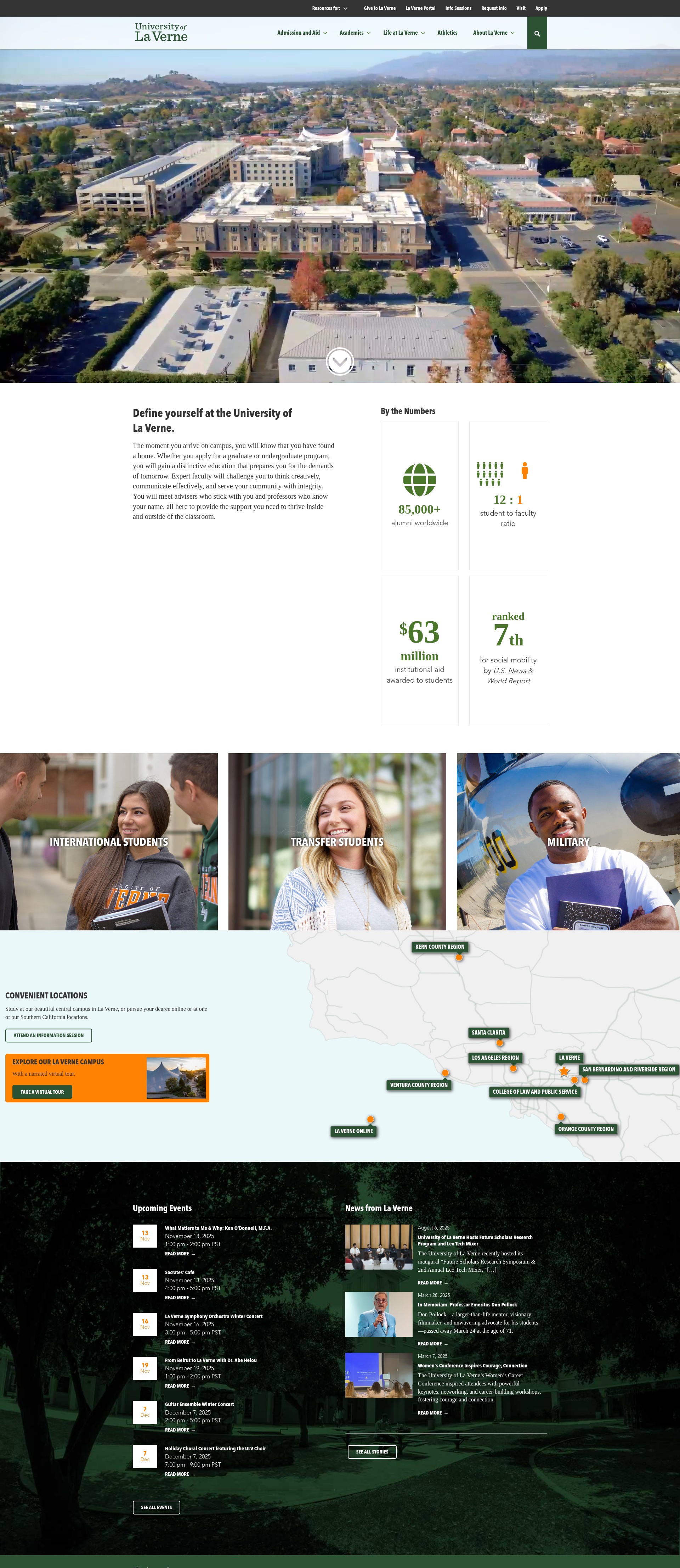 Screenshot of laverne.edu