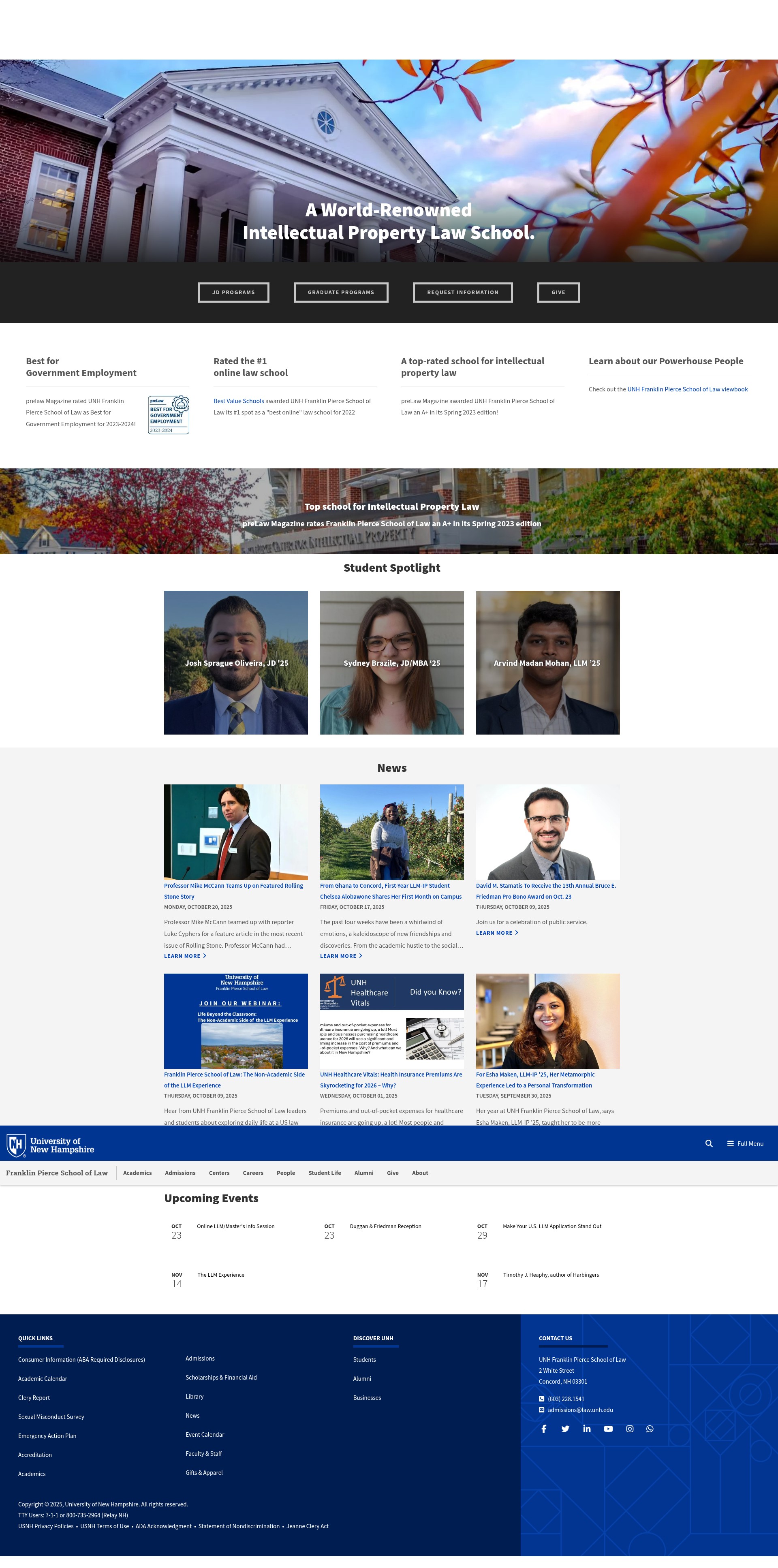 Screenshot of law.unh.edu