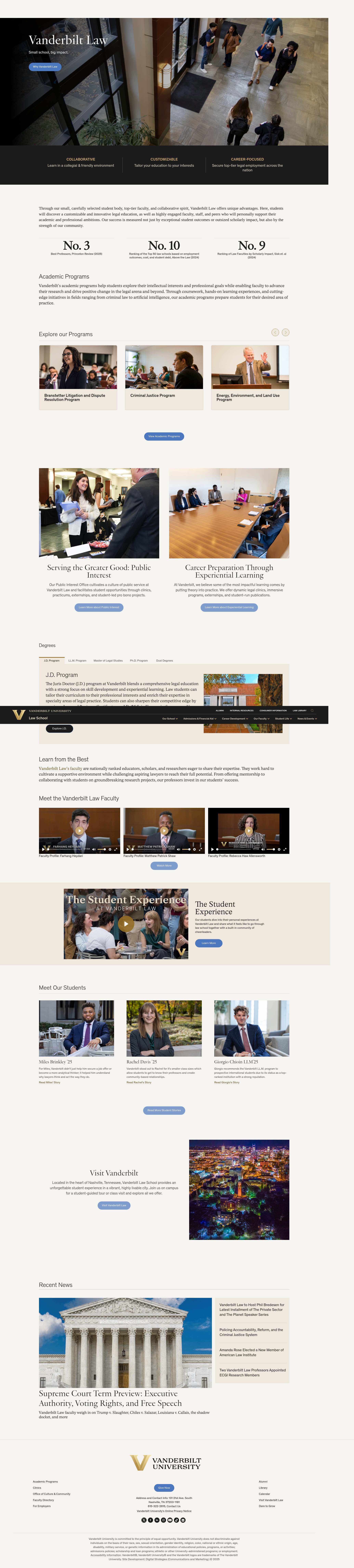 Screenshot of law.vanderbilt.edu