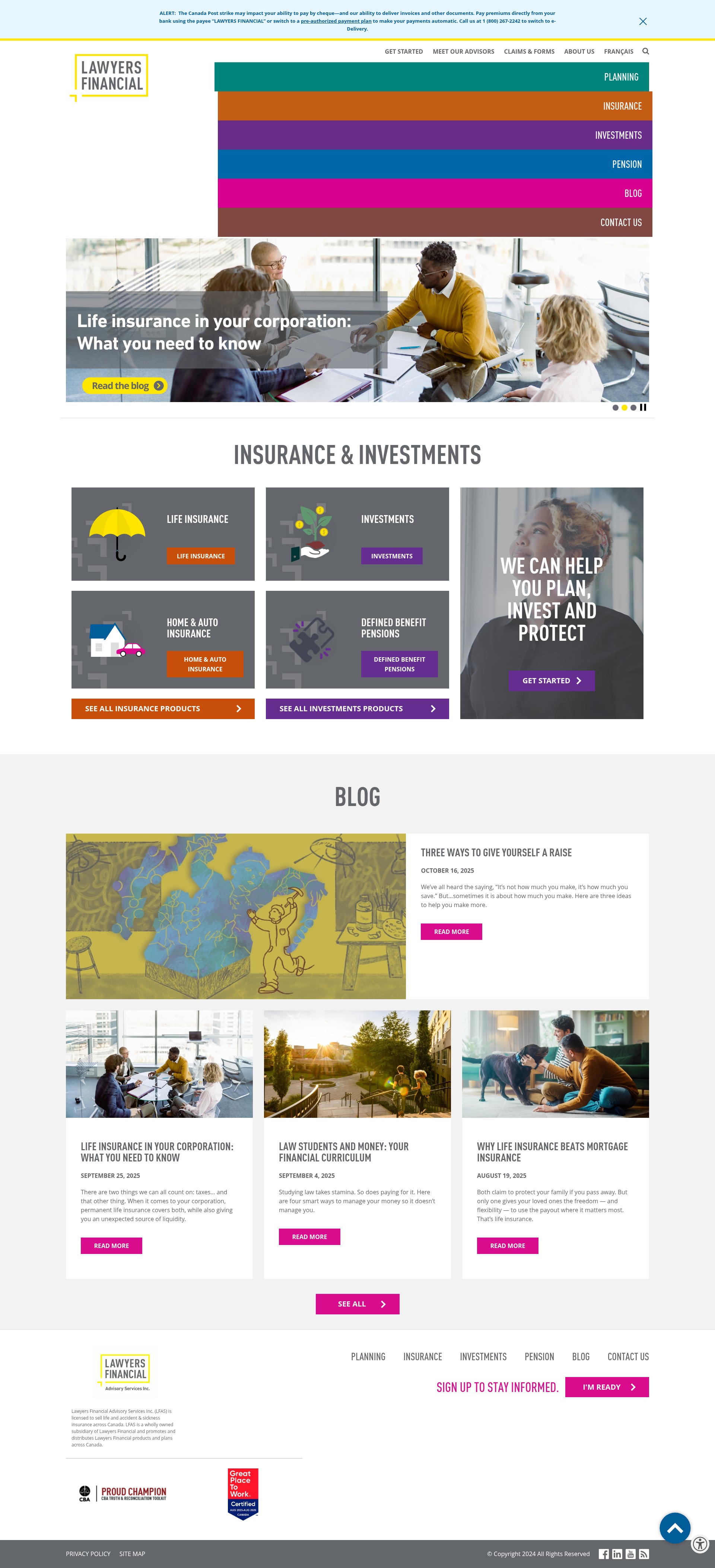 Screenshot of lawyersfinancial.ca