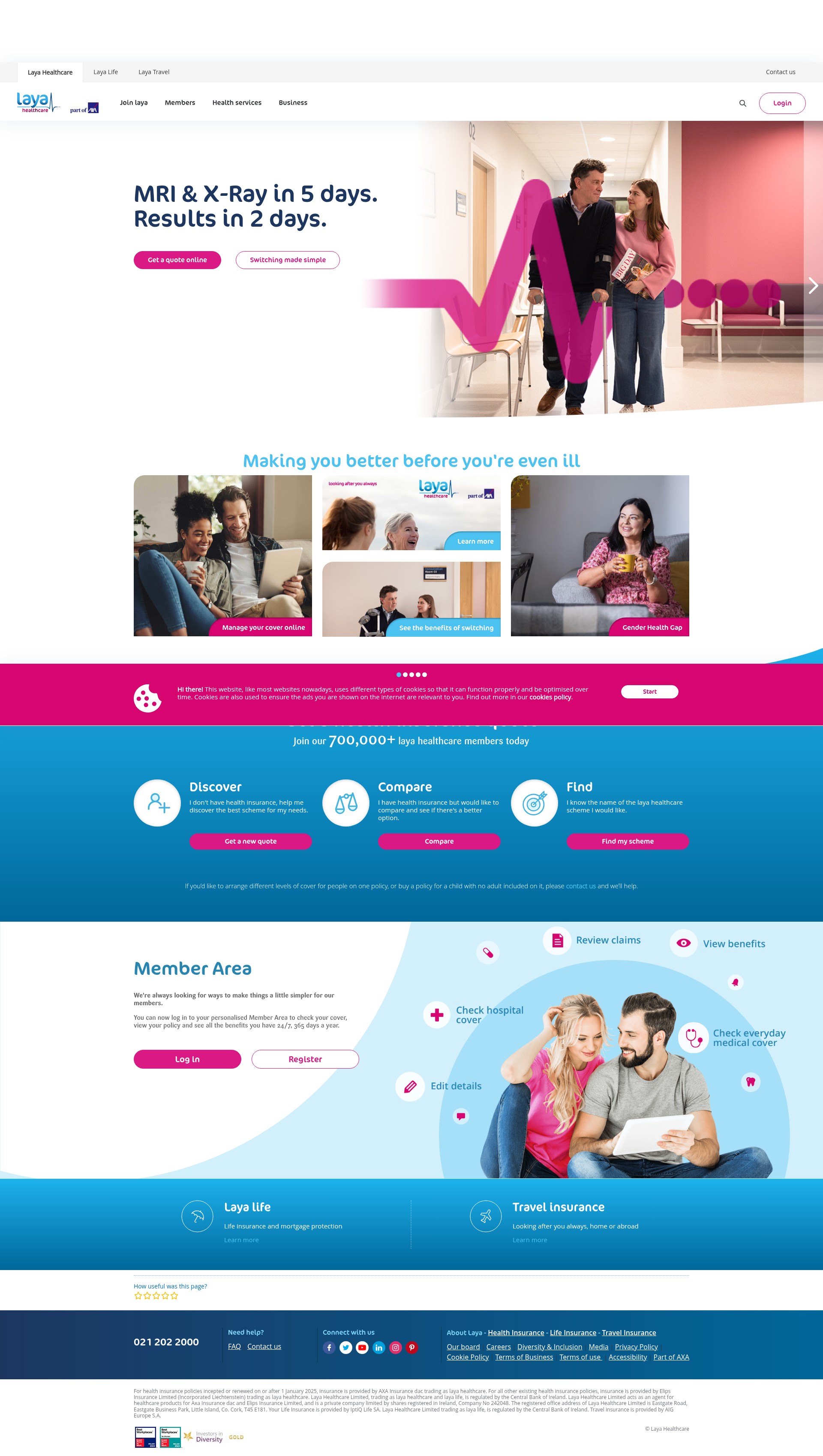 Screenshot of layahealthcare.ie