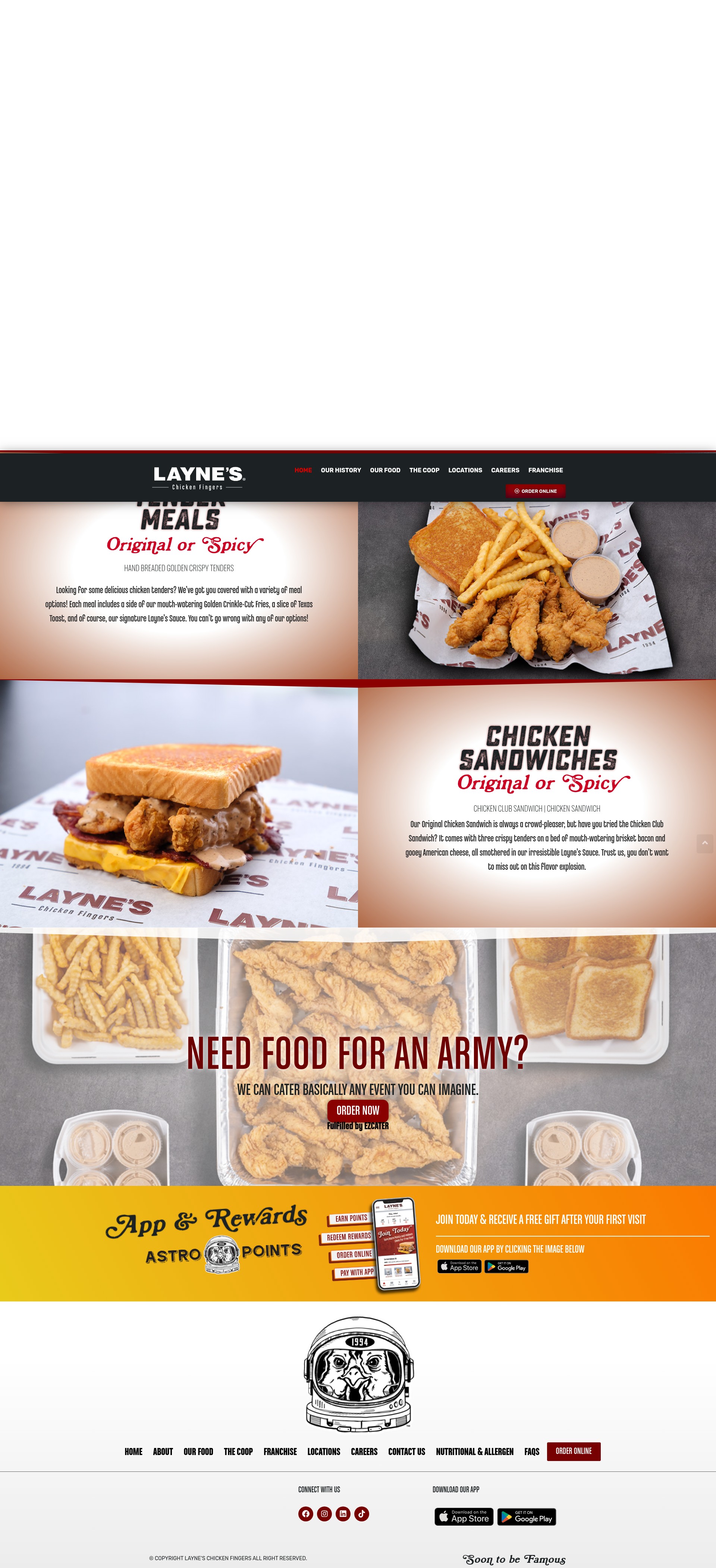 Screenshot of layneschickenfingers.com