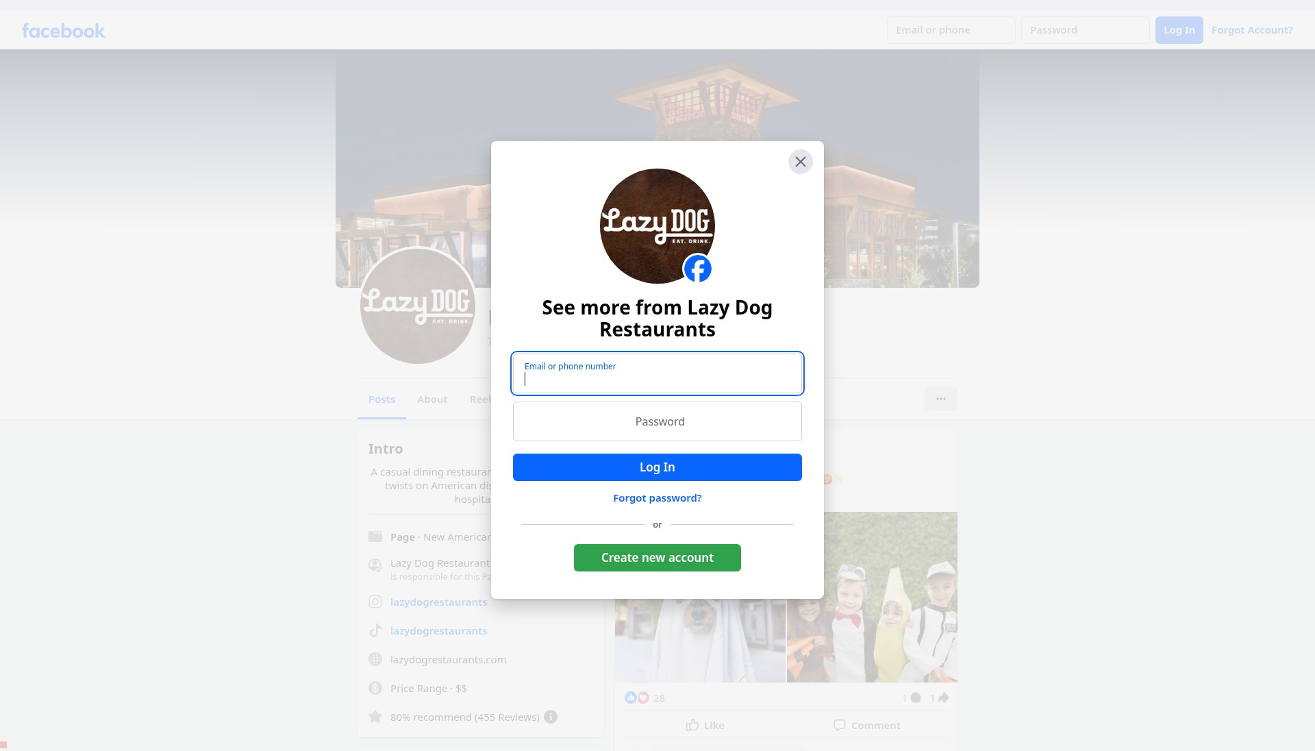 Screenshot of lazydogrestaurants.com