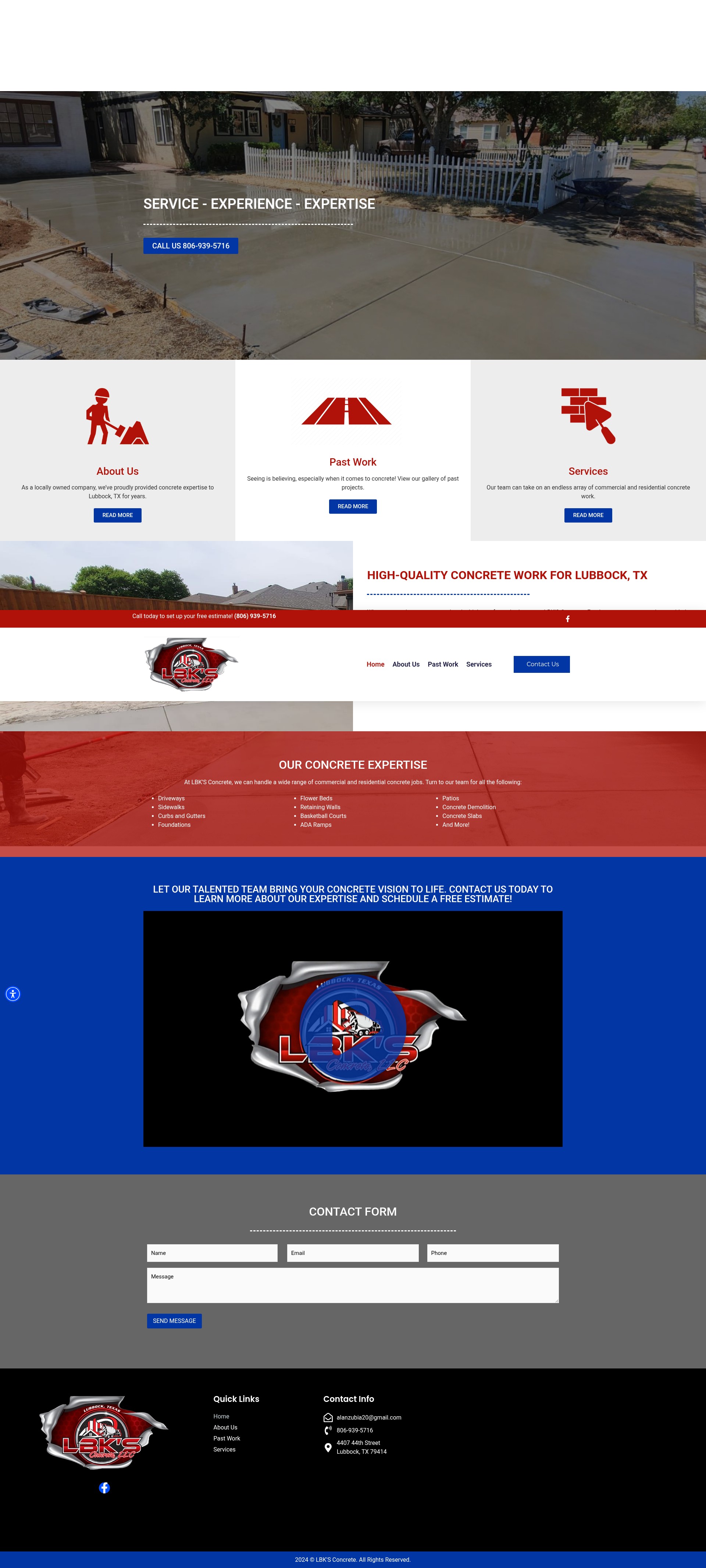 Screenshot of lbksconcretellc.com