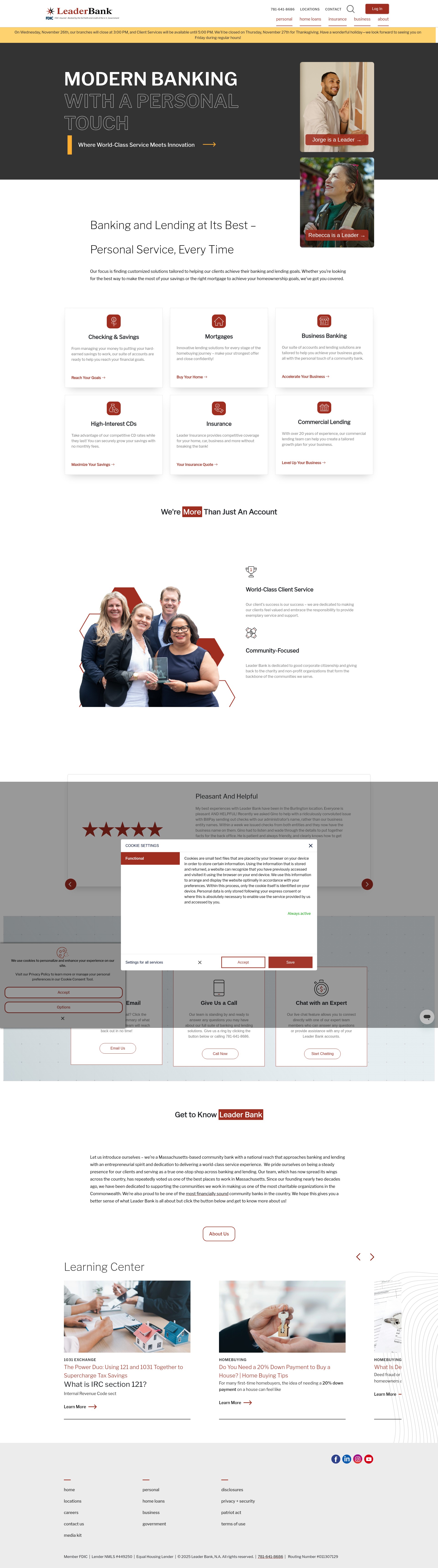 Screenshot of leaderbank.com