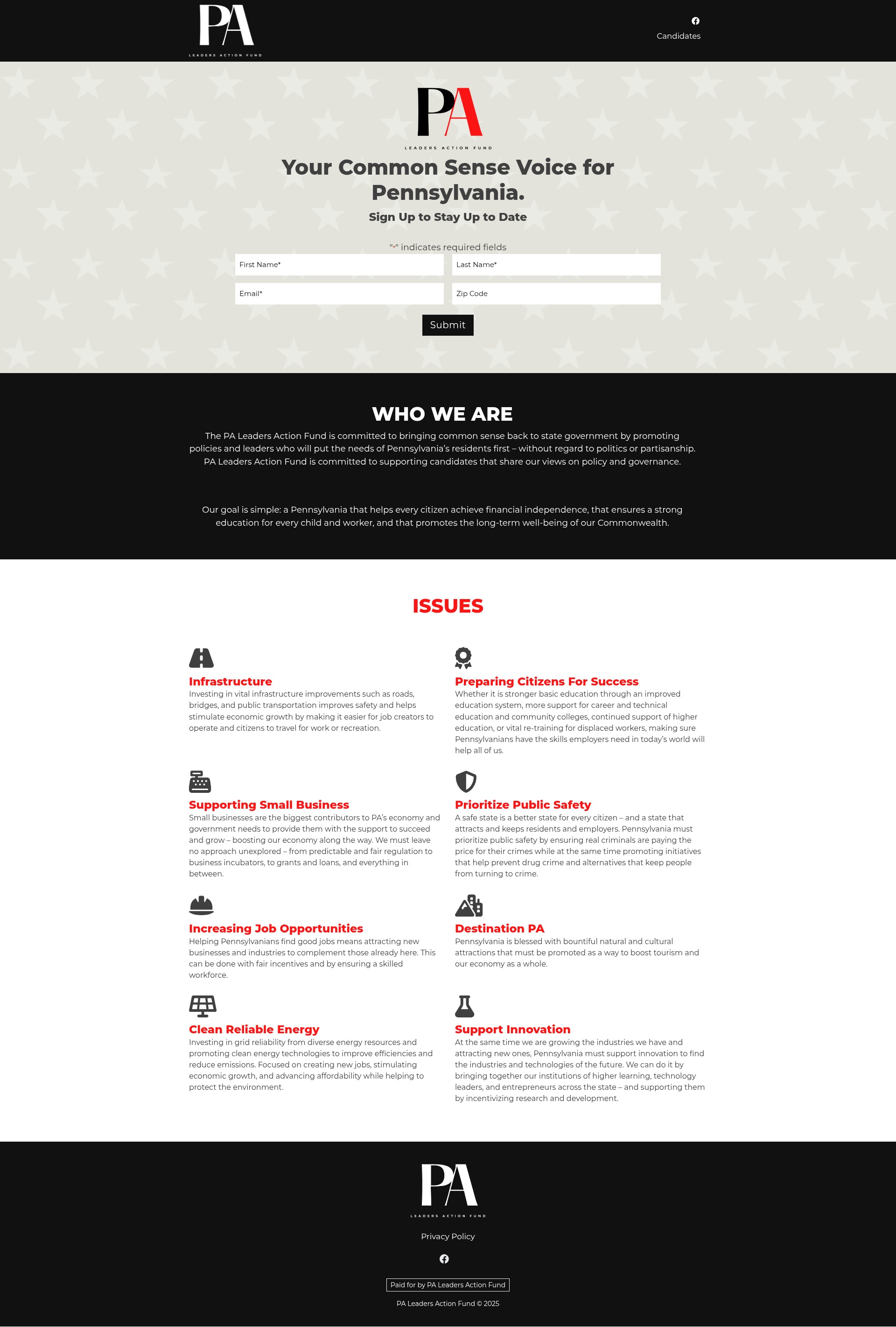 Screenshot of leadersactionfund.com