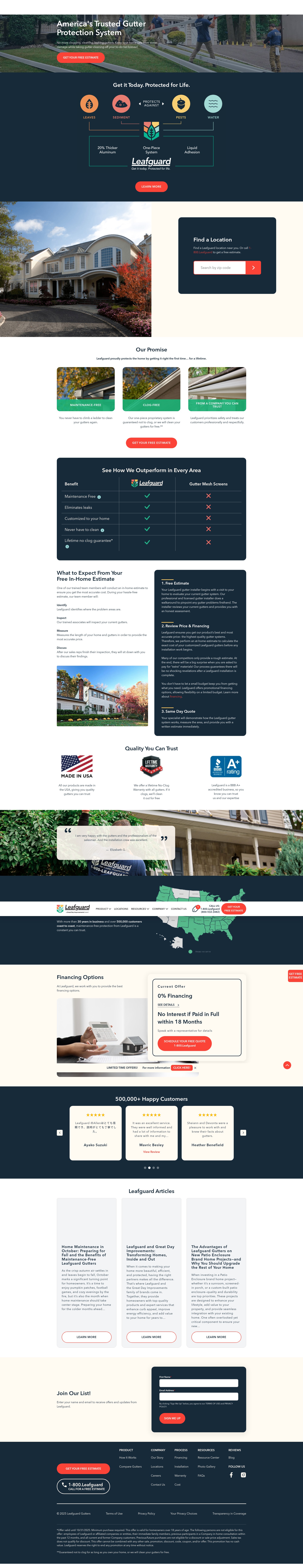 Screenshot of leafguard.com