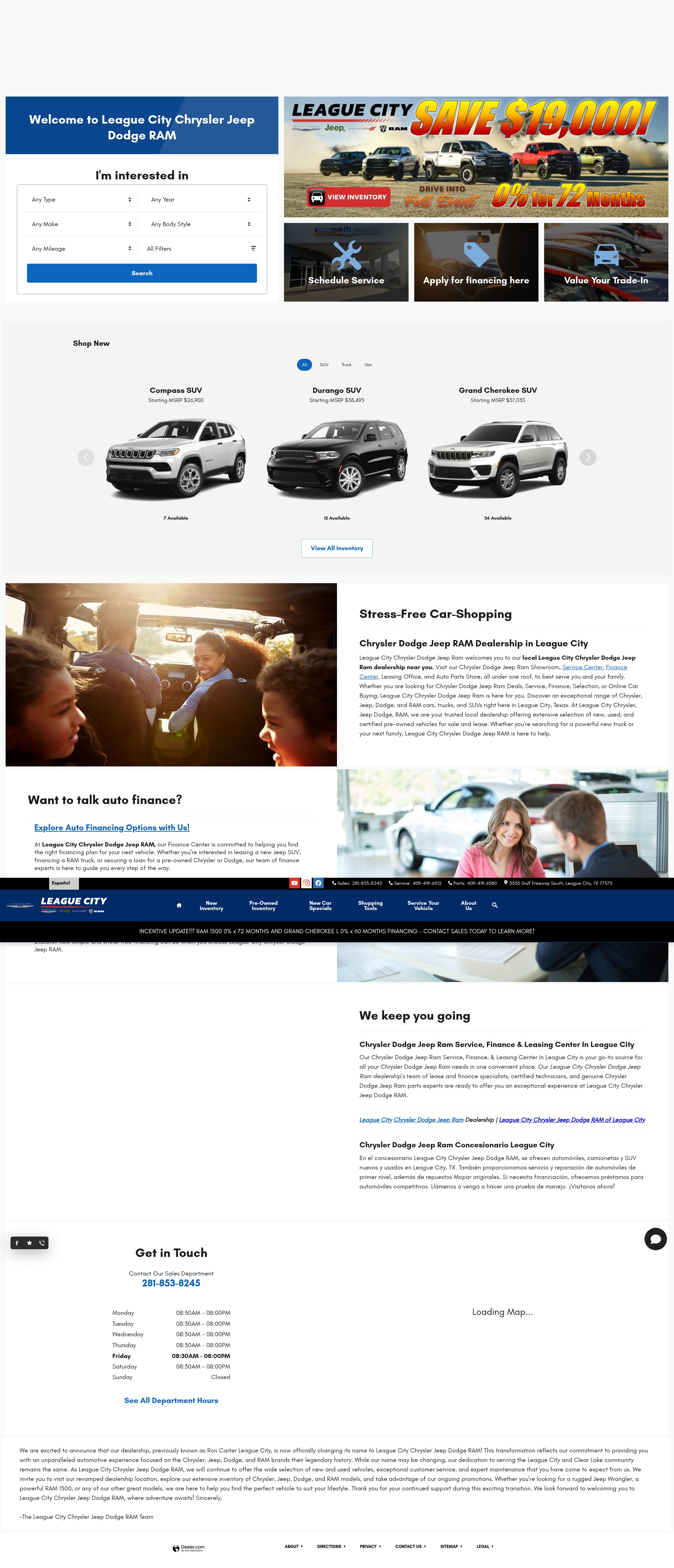 Screenshot of leaguecityjeep.com
