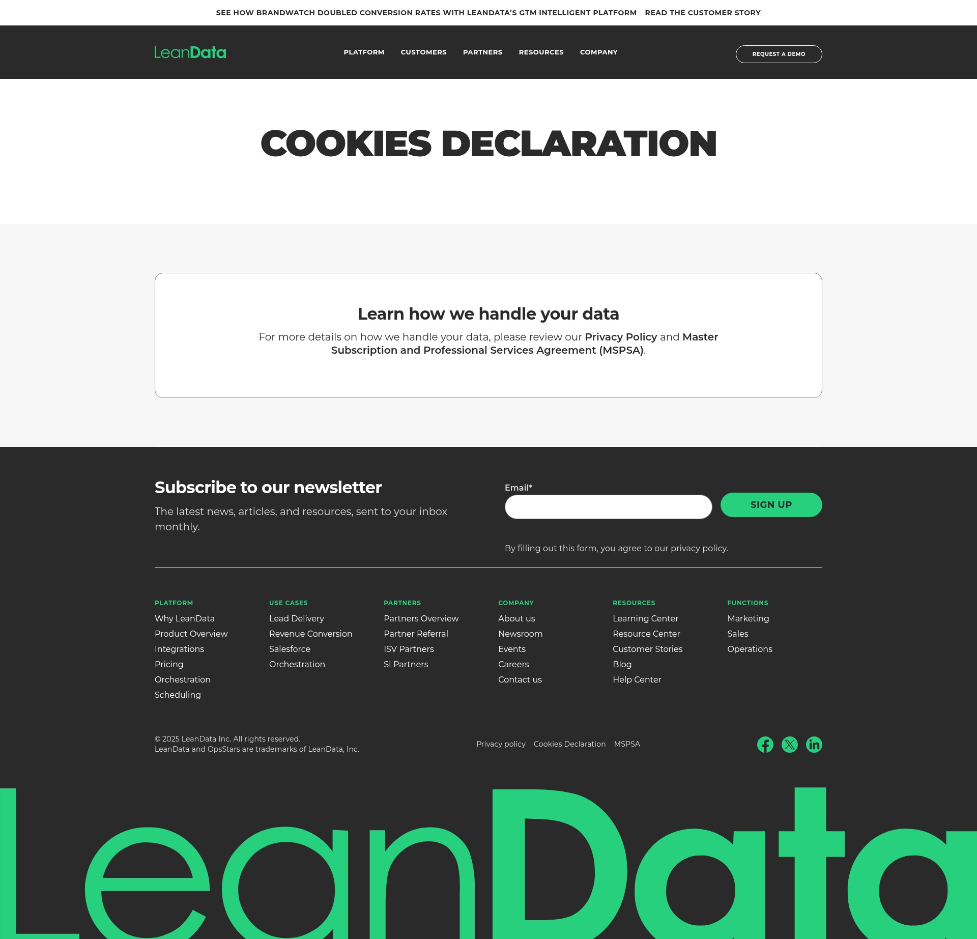 Screenshot of leandata.com