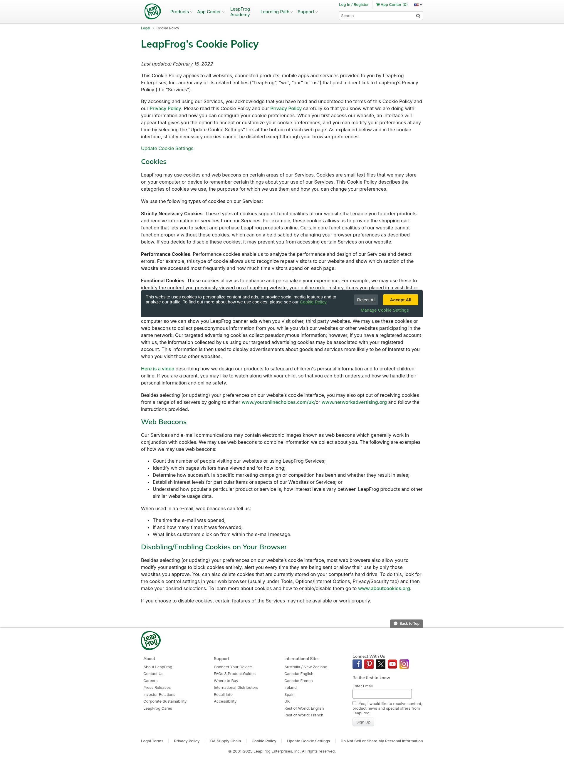 Screenshot of leapfrog.com