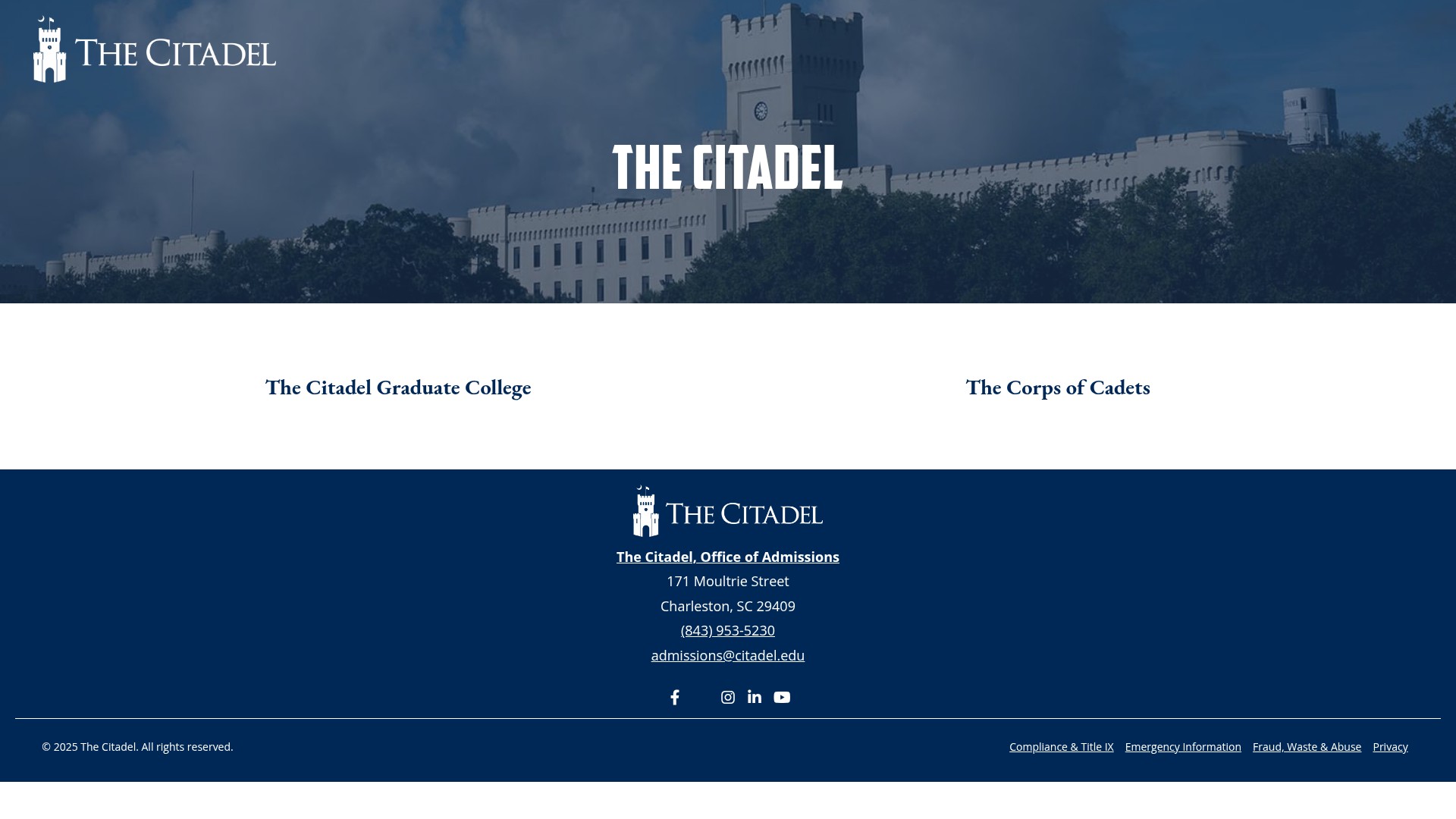Screenshot of learn.citadel.edu