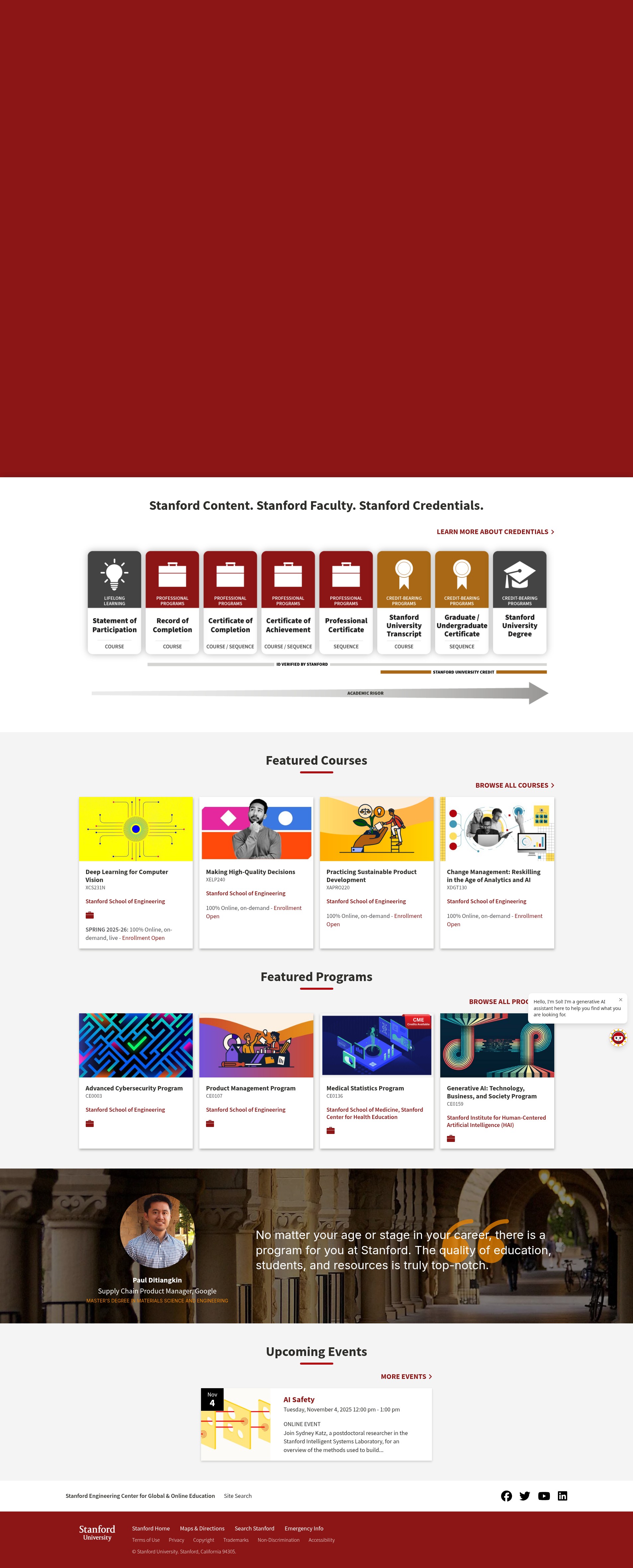 Screenshot of learn.stanford.edu