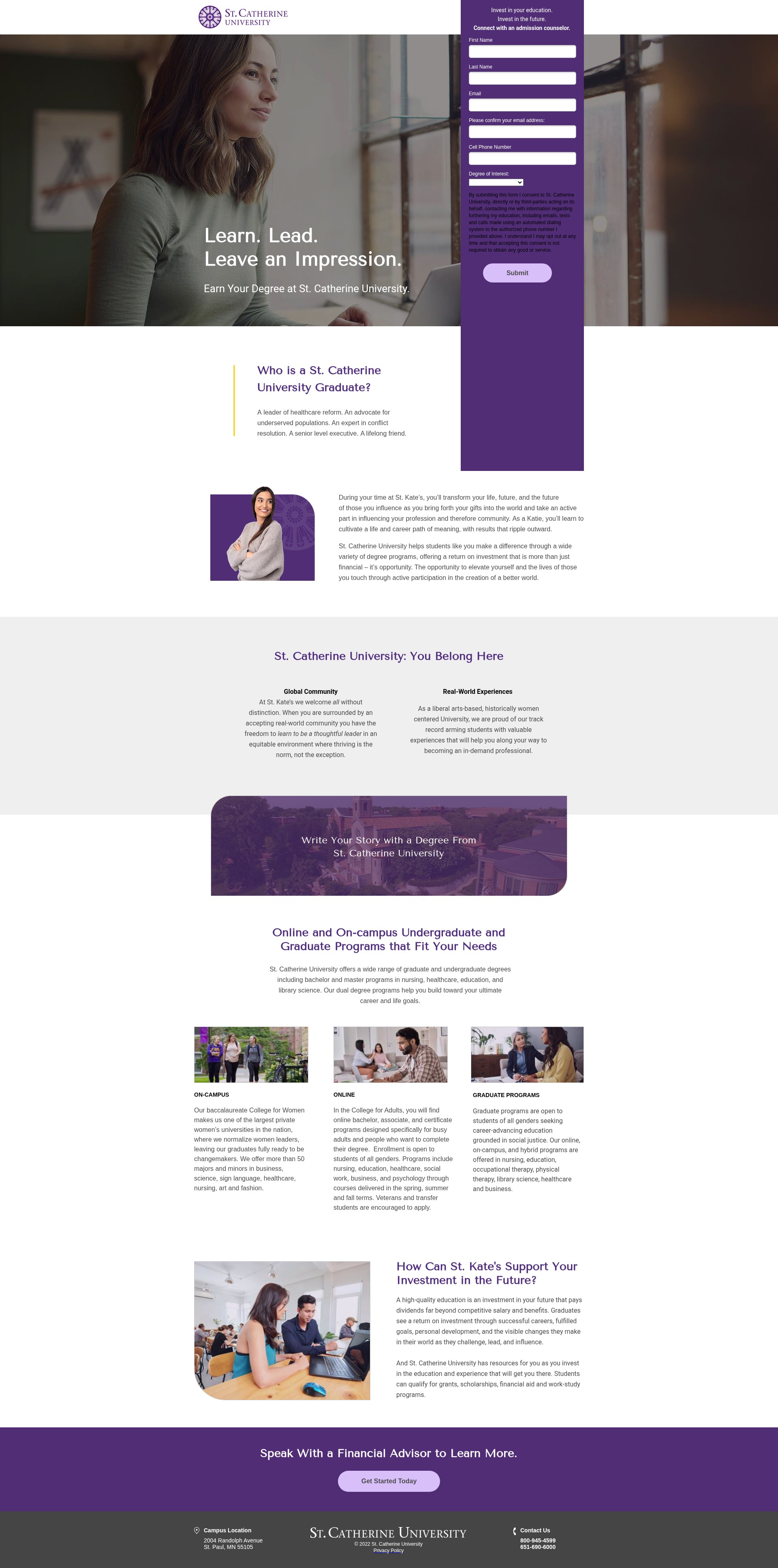 Screenshot of learn.stkate.edu