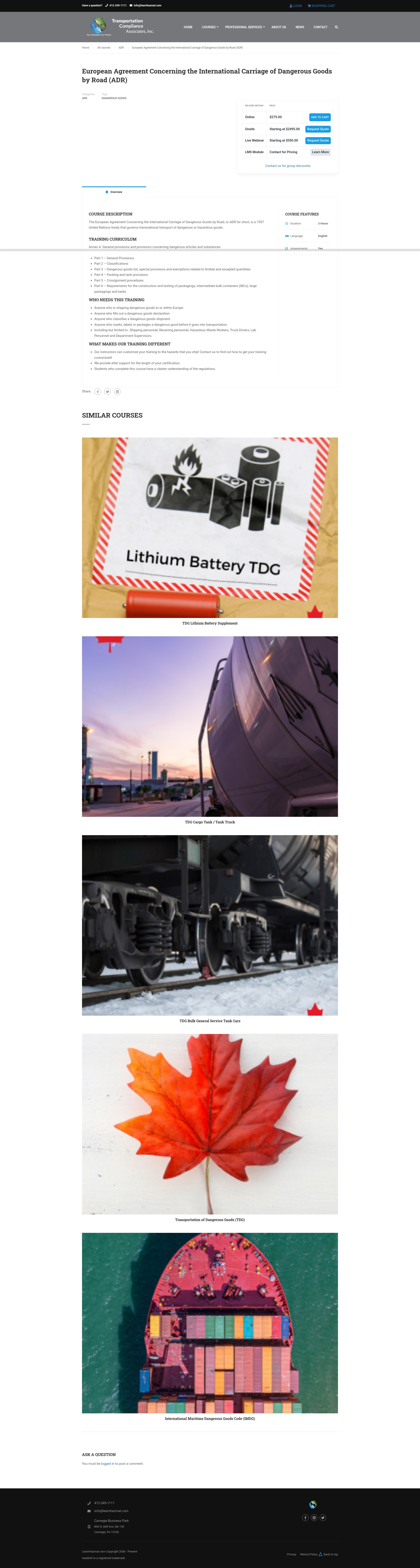 Screenshot of learnhazmat.com