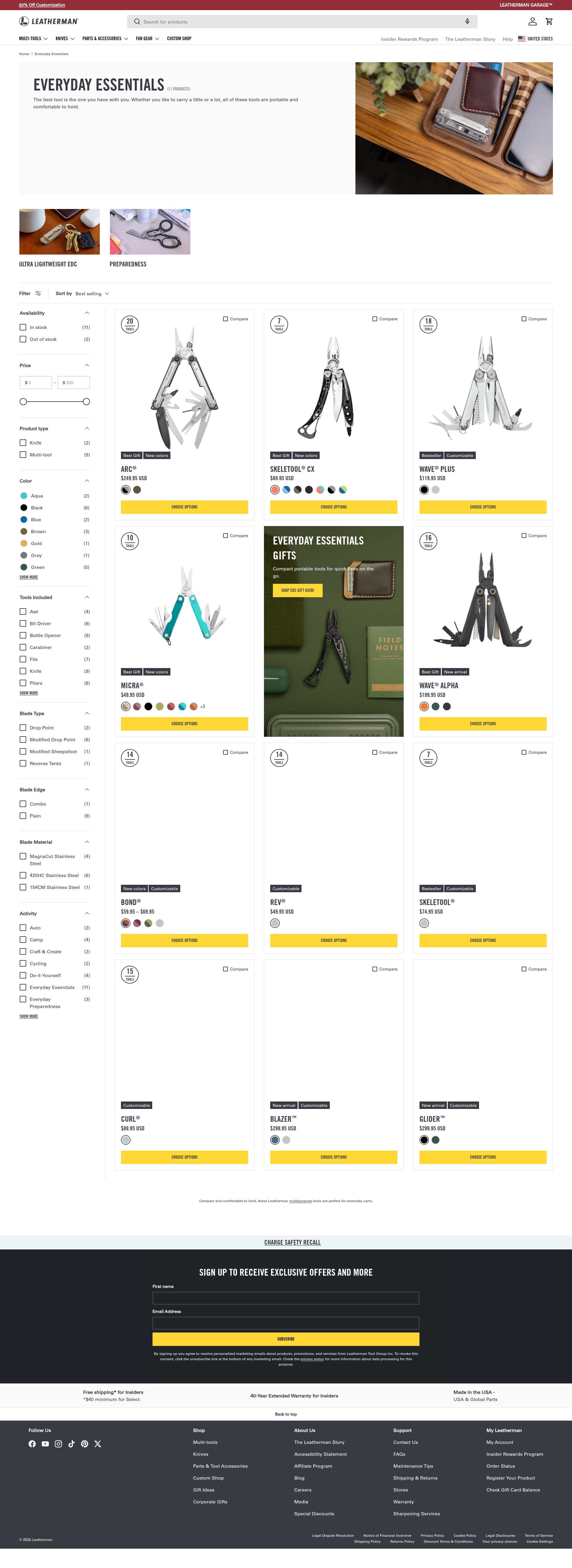 Screenshot of leatherman.com