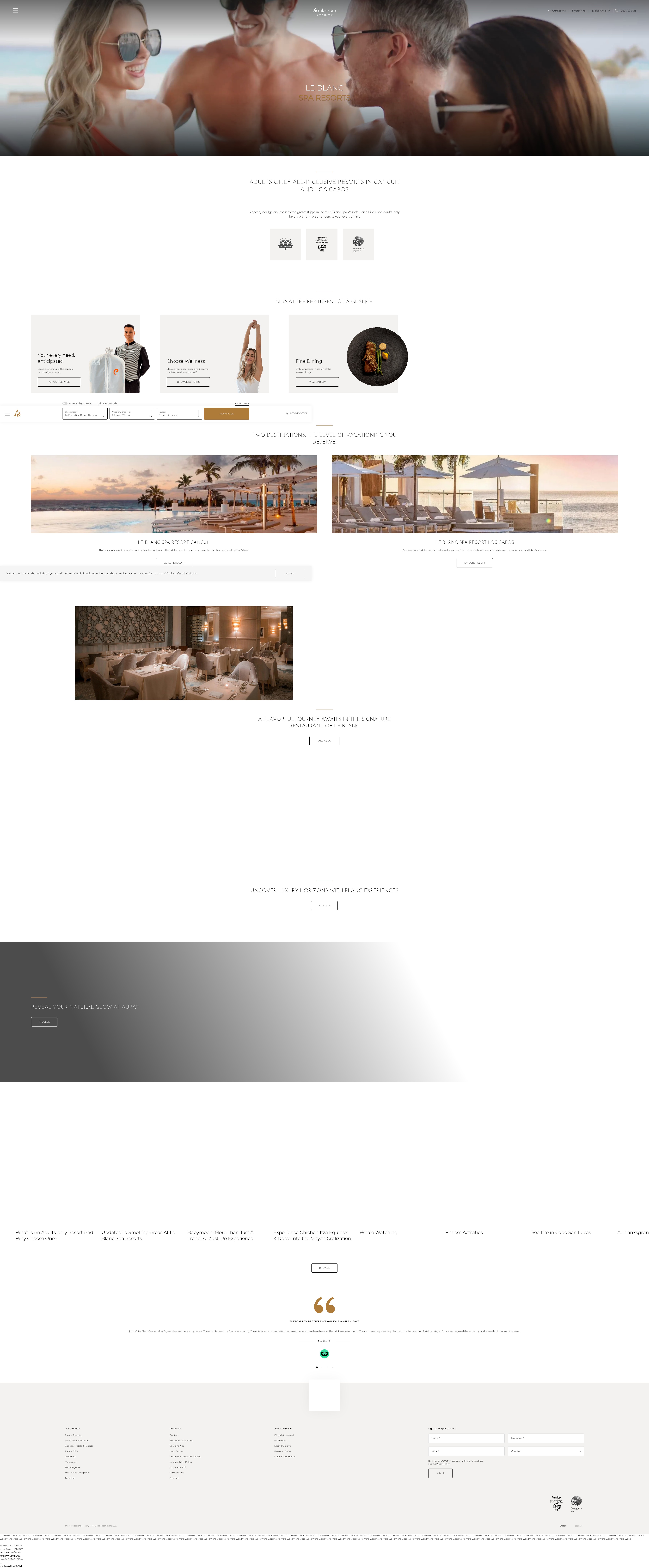 Screenshot of leblancsparesorts.com